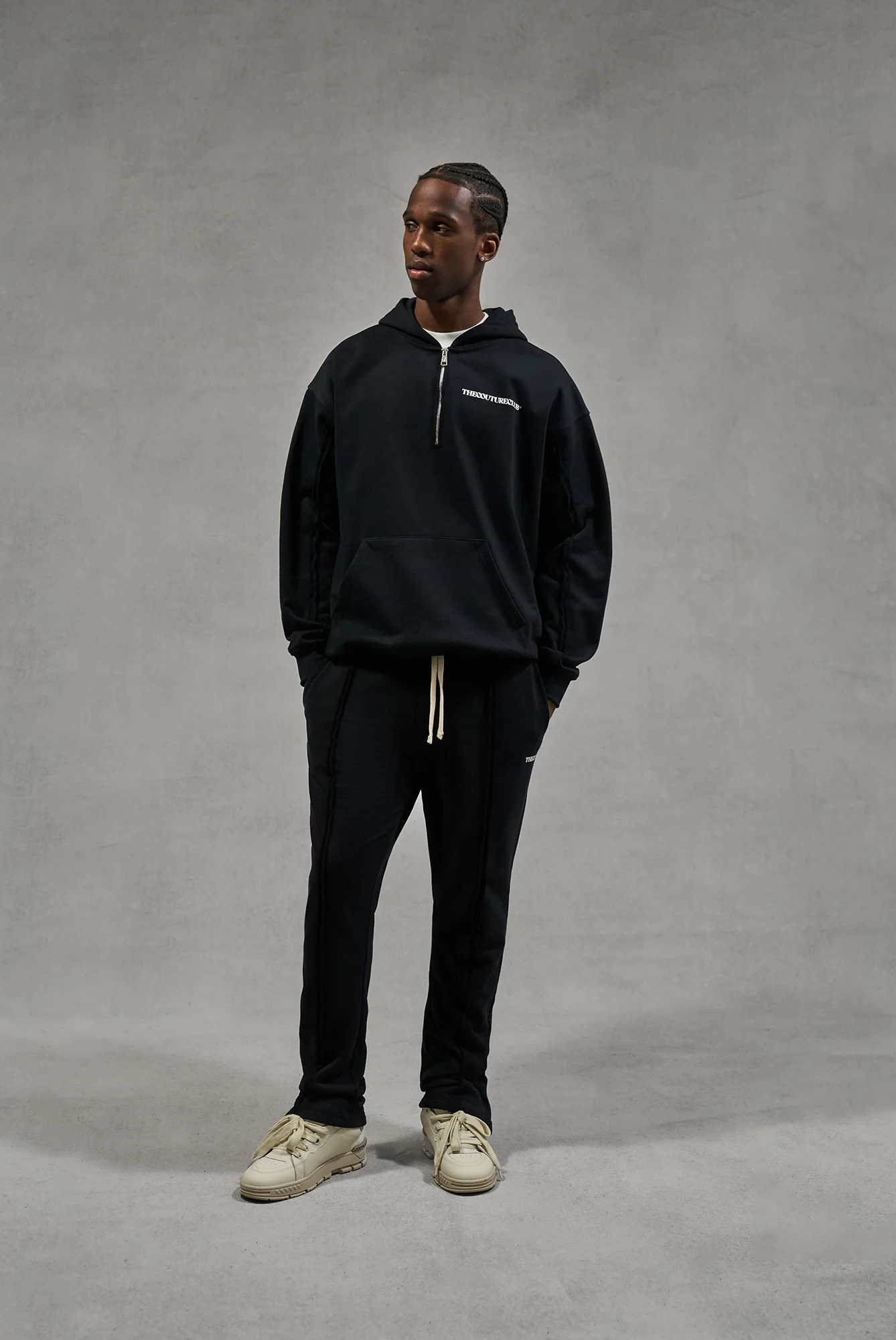 RAW SEAM STRAIGHT LEG JOGGERS - BLACK - Image 3