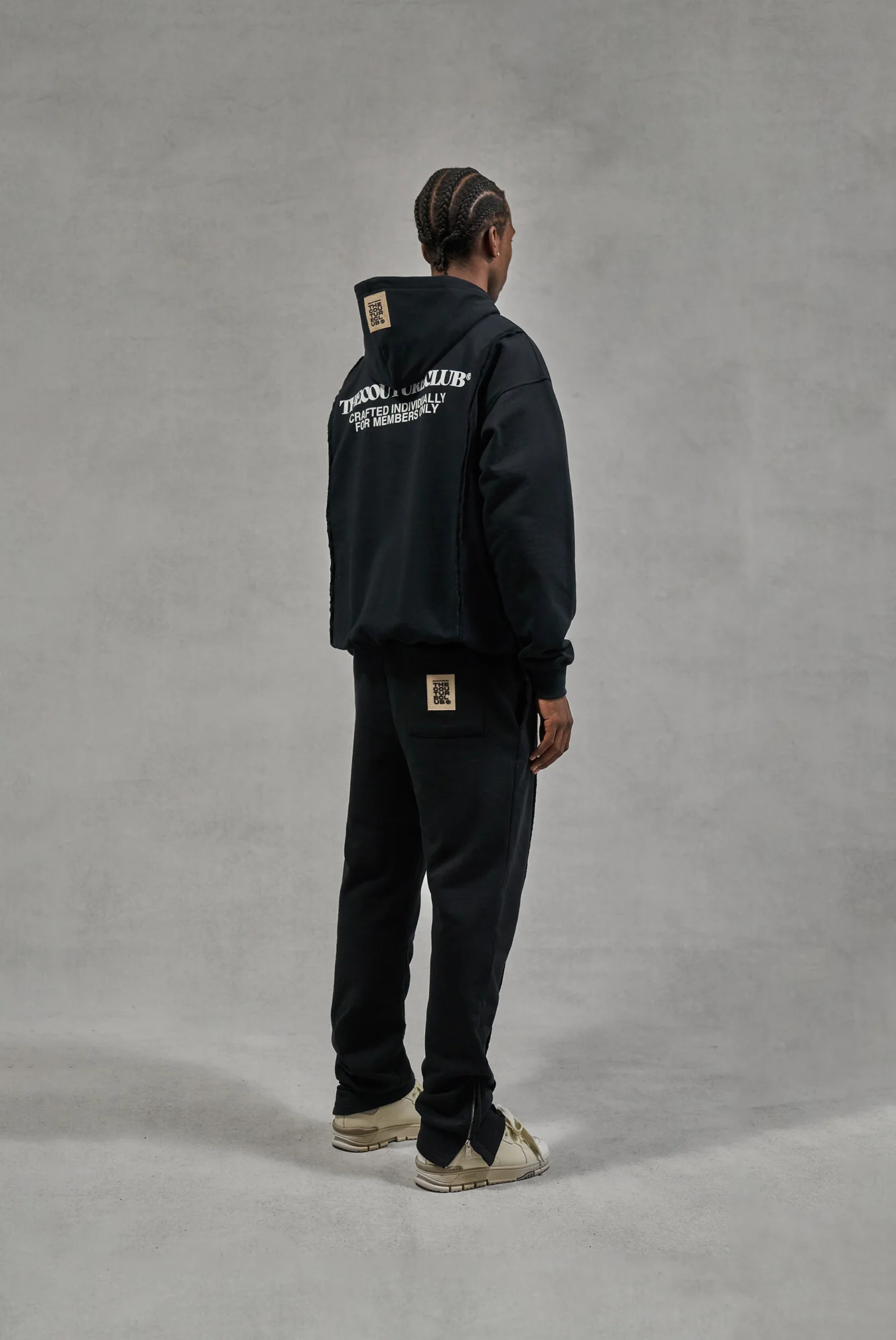 RAW SEAM STRAIGHT LEG JOGGERS - BLACK - Image 5