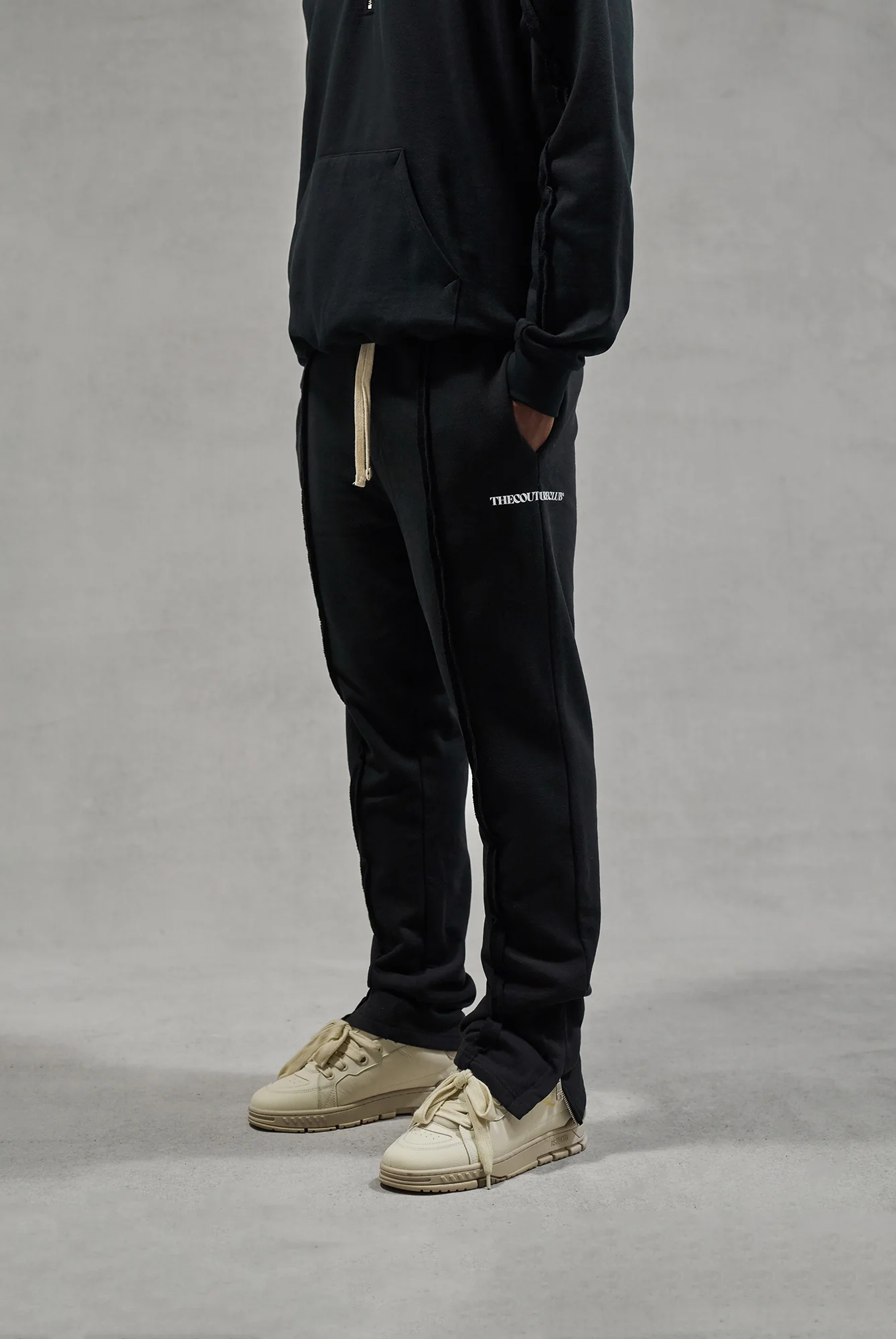 RAW SEAM STRAIGHT LEG JOGGERS - BLACK - Image 6