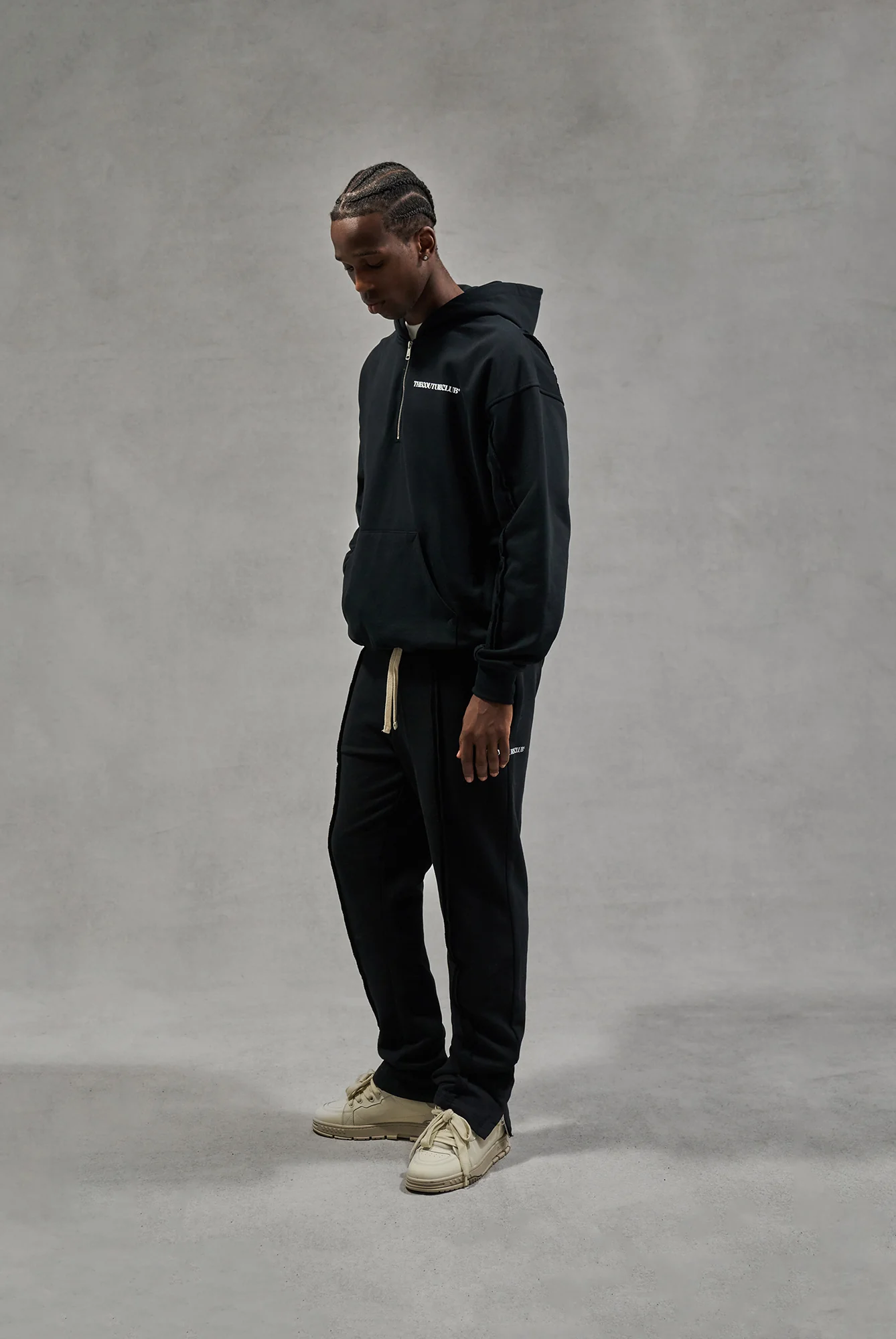 RAW SEAM STRAIGHT LEG JOGGERS - BLACK - Image 7