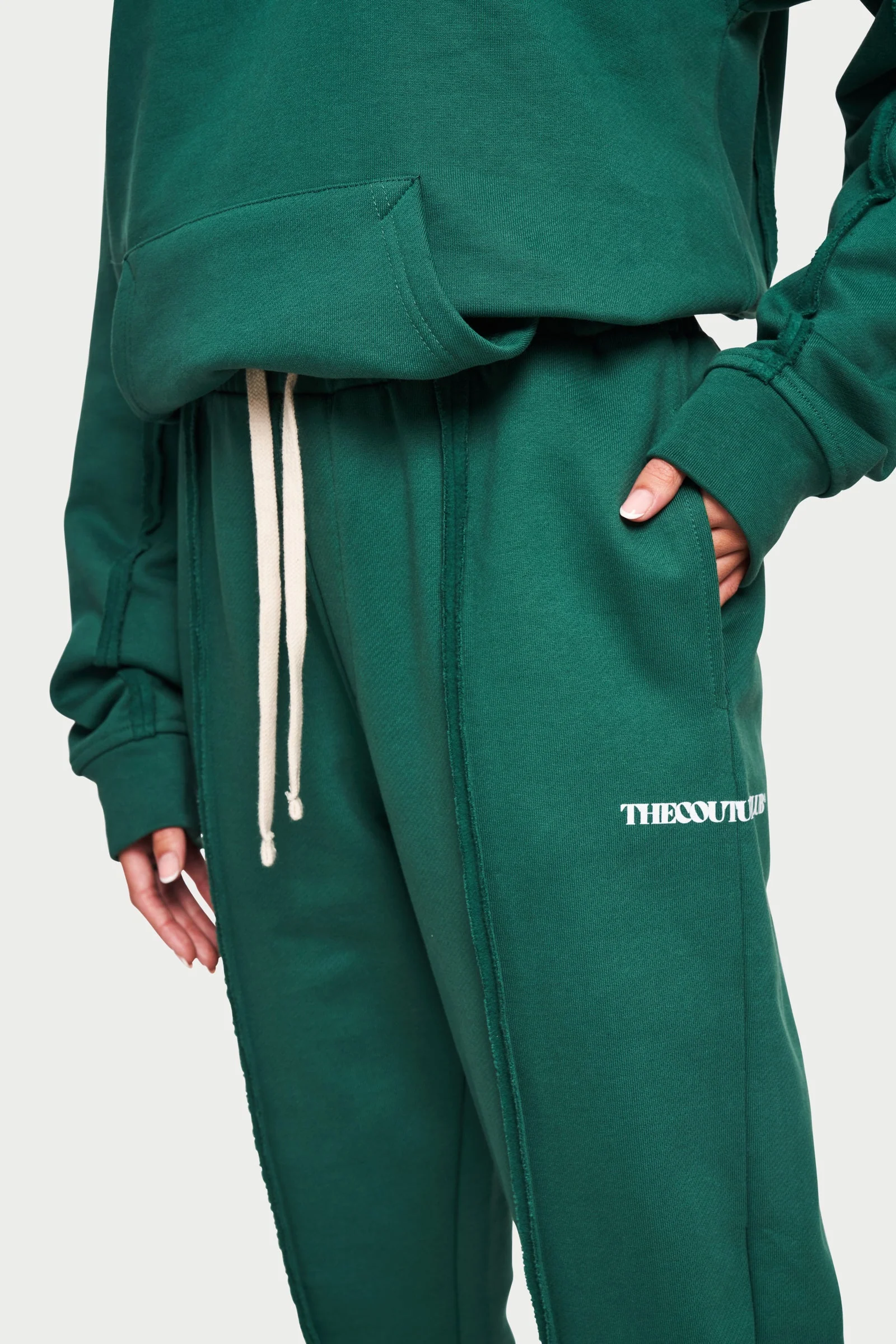 RAW SEAM STRAIGHT LEG JOGGERS - FOREST GREEN - Image 10