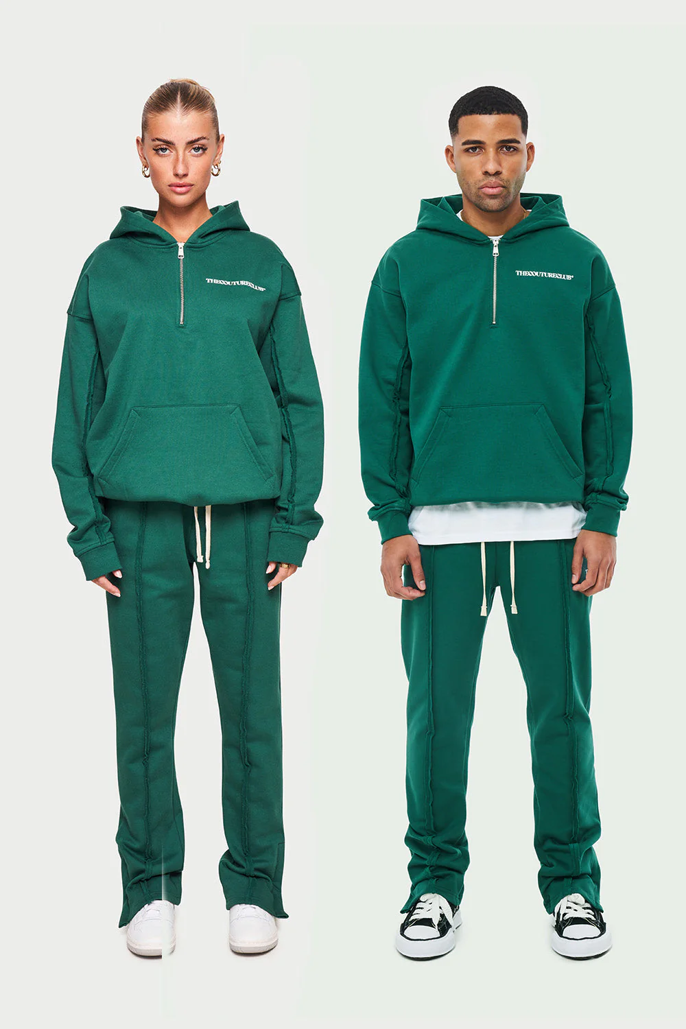 RAW SEAM STRAIGHT LEG JOGGERS - FOREST GREEN - Image 4