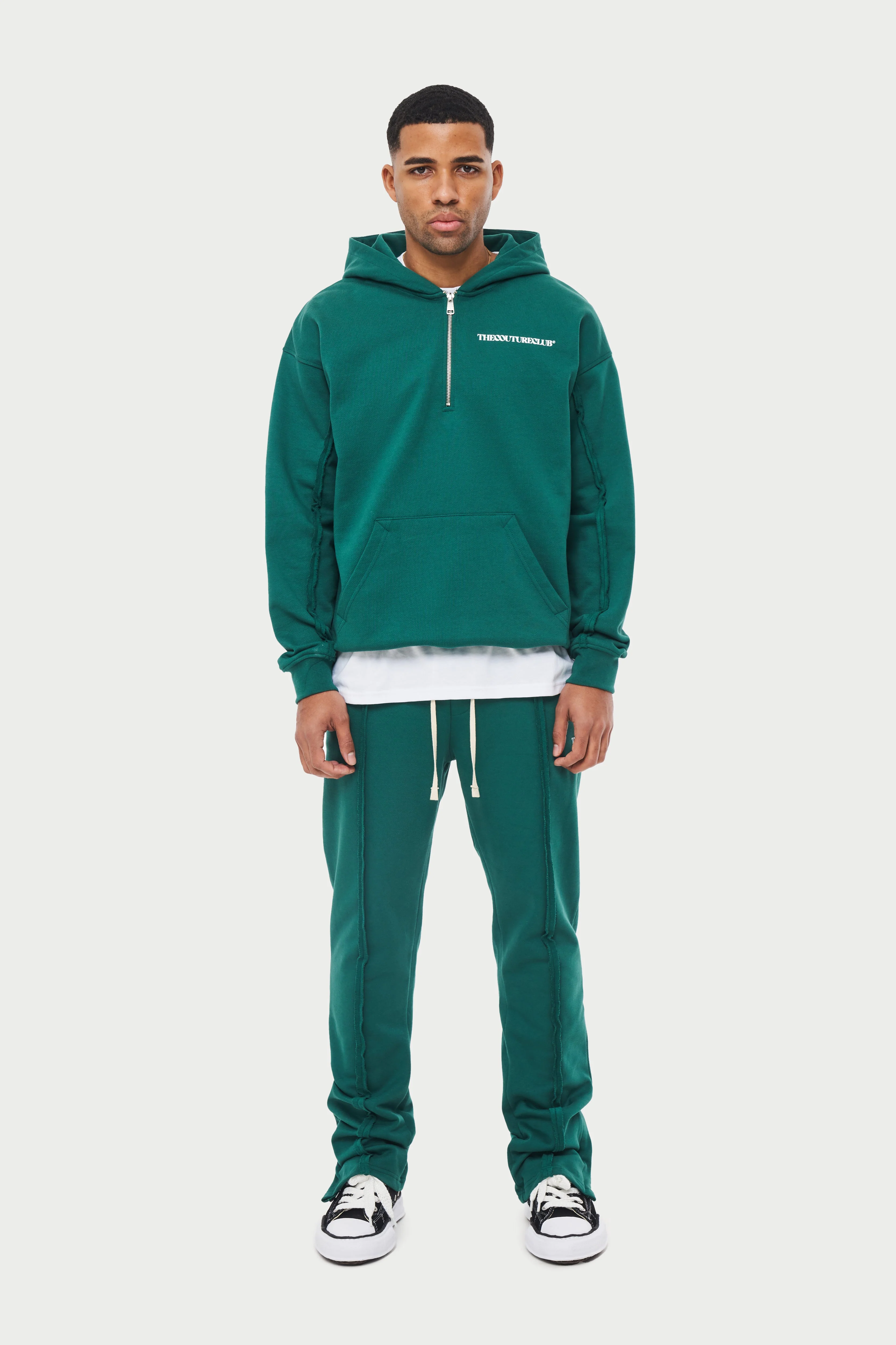 RAW SEAM STRAIGHT LEG JOGGERS - FOREST GREEN - Image 5