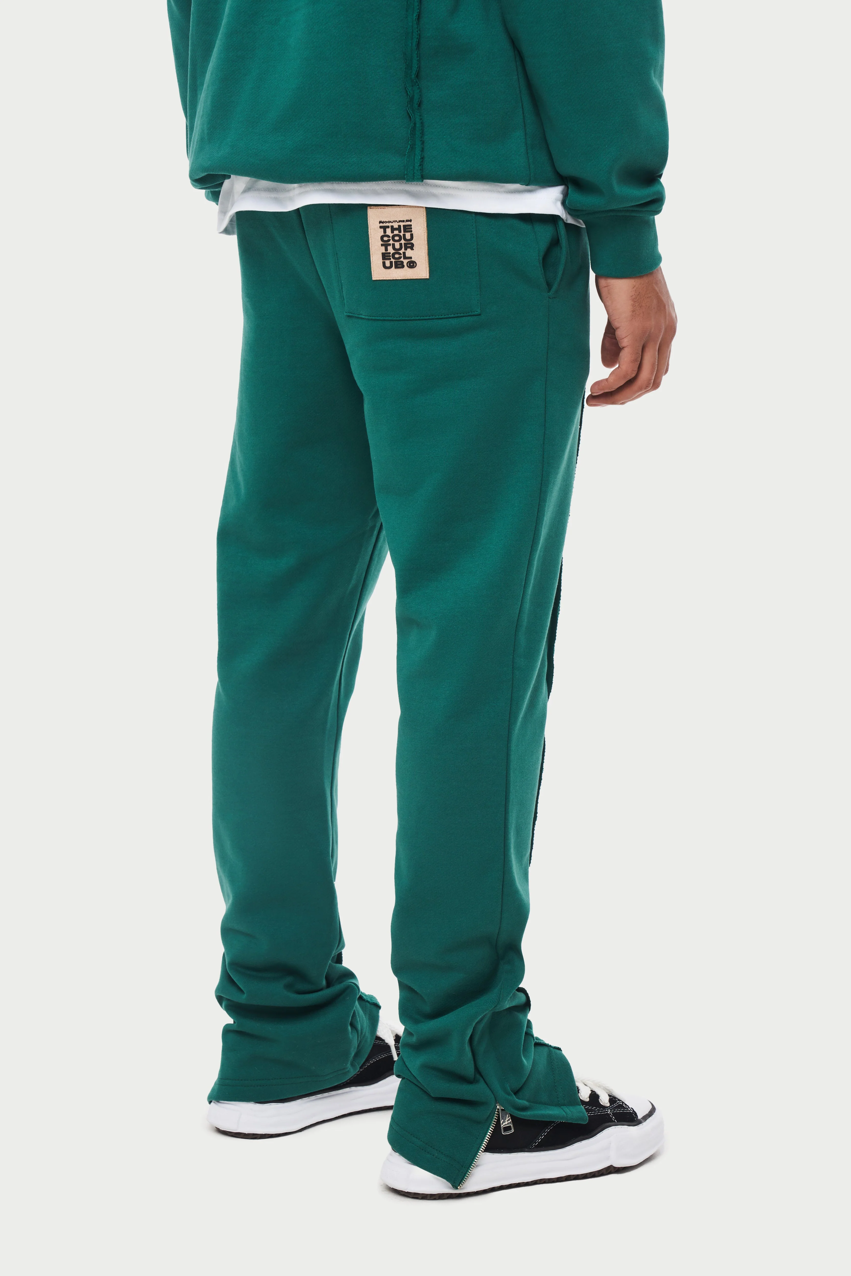 RAW SEAM STRAIGHT LEG JOGGERS - FOREST GREEN - Image 7