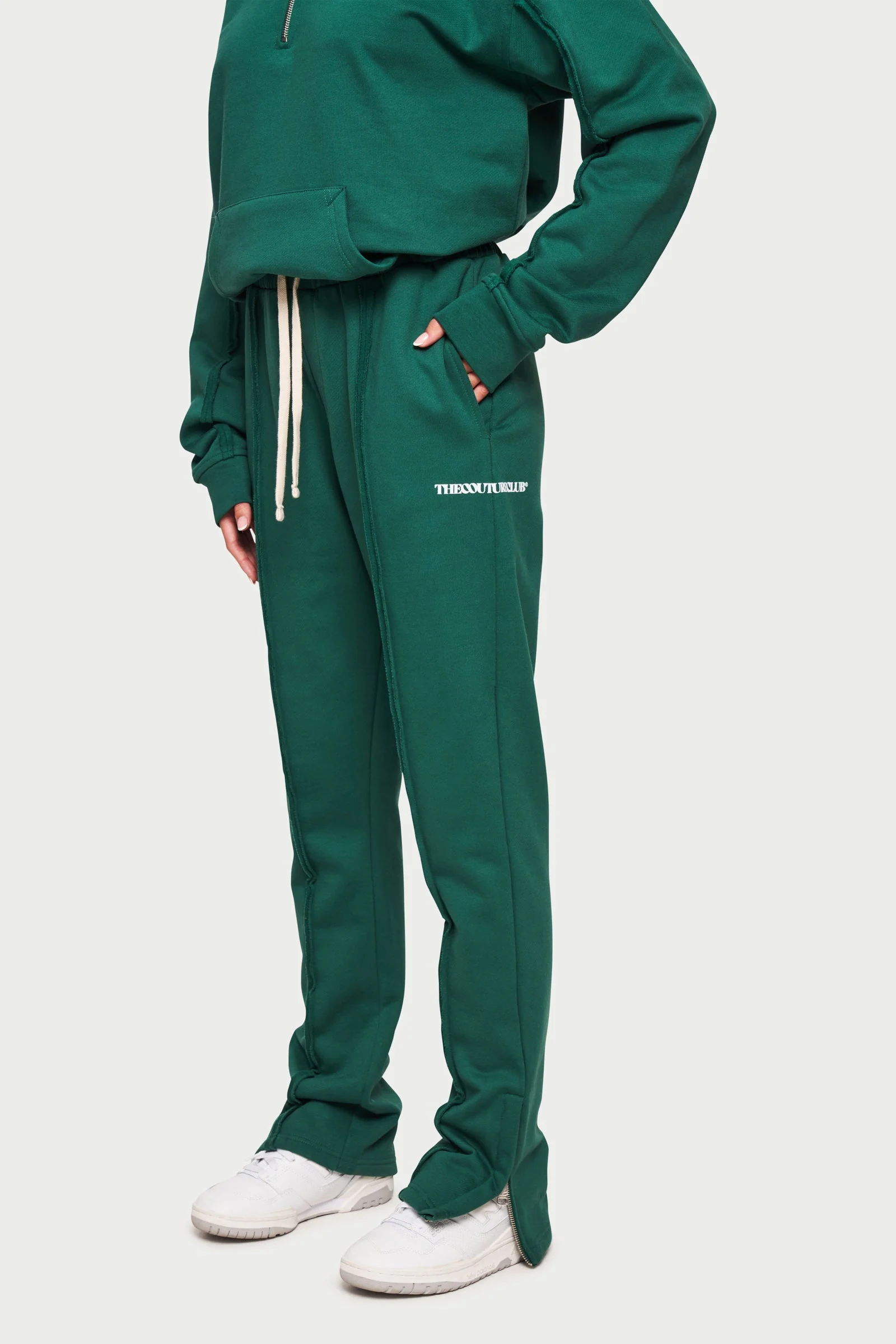 RAW SEAM STRAIGHT LEG JOGGERS - FOREST GREEN - Image 9