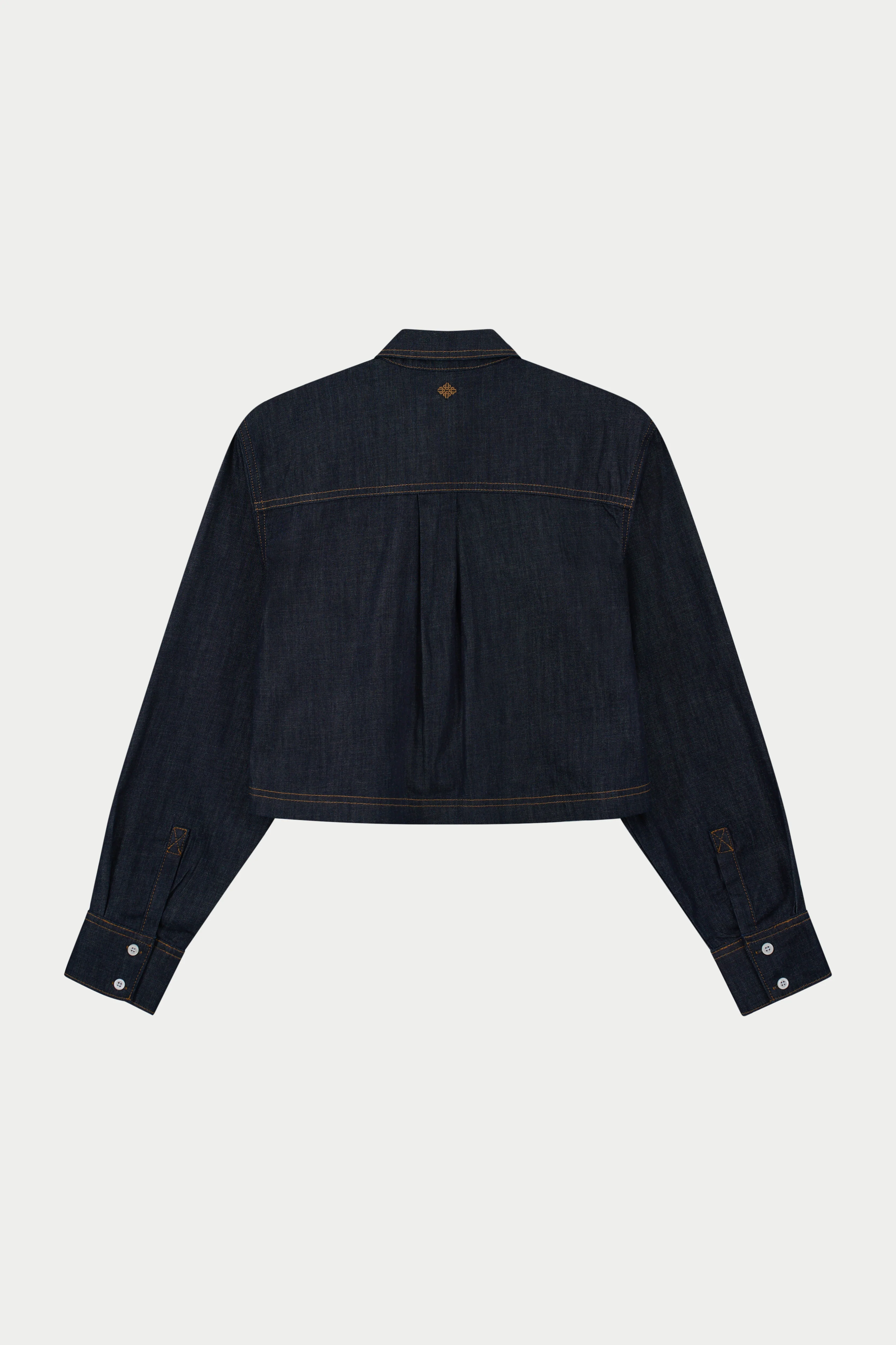 RELAXED LONG SLEEVE DENIM SHIRT - DARK INDIGO - Image 11