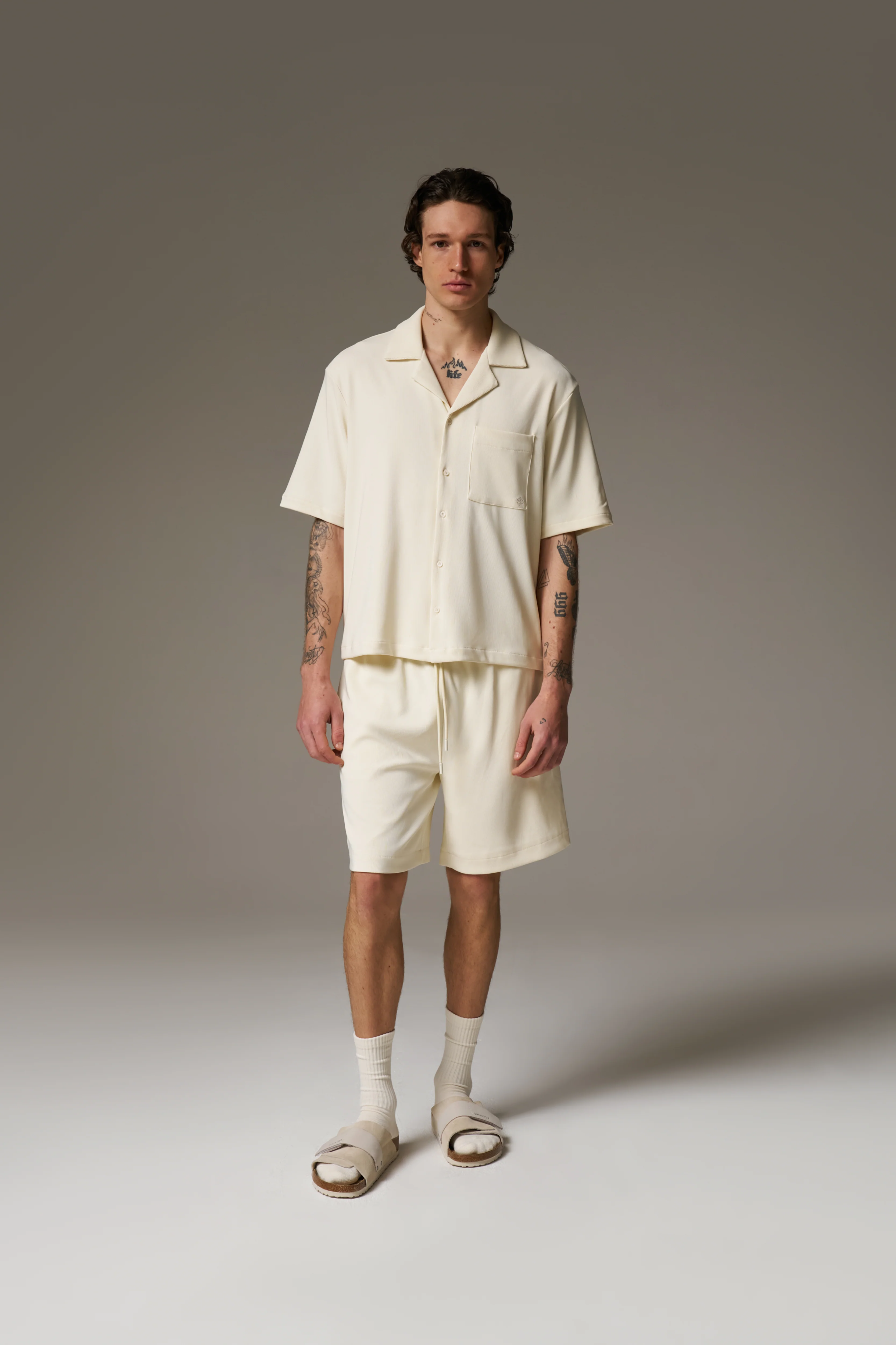 RIB BUTTON THROUGH SHIRT - OFF WHITE - Image 12