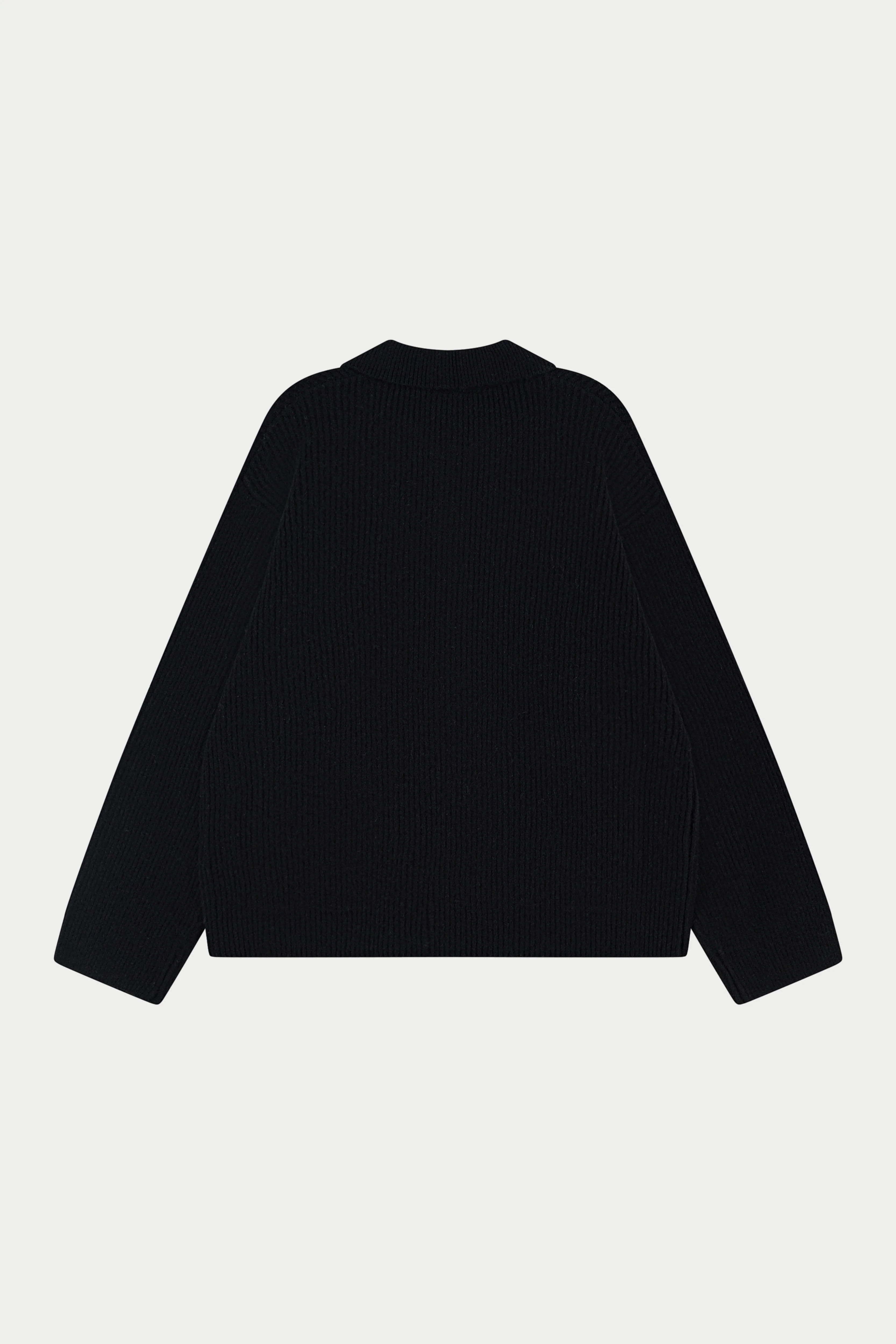 RIBBED KNITTED OVERSIZED ZIP THROUGH - BLACK - Image 7