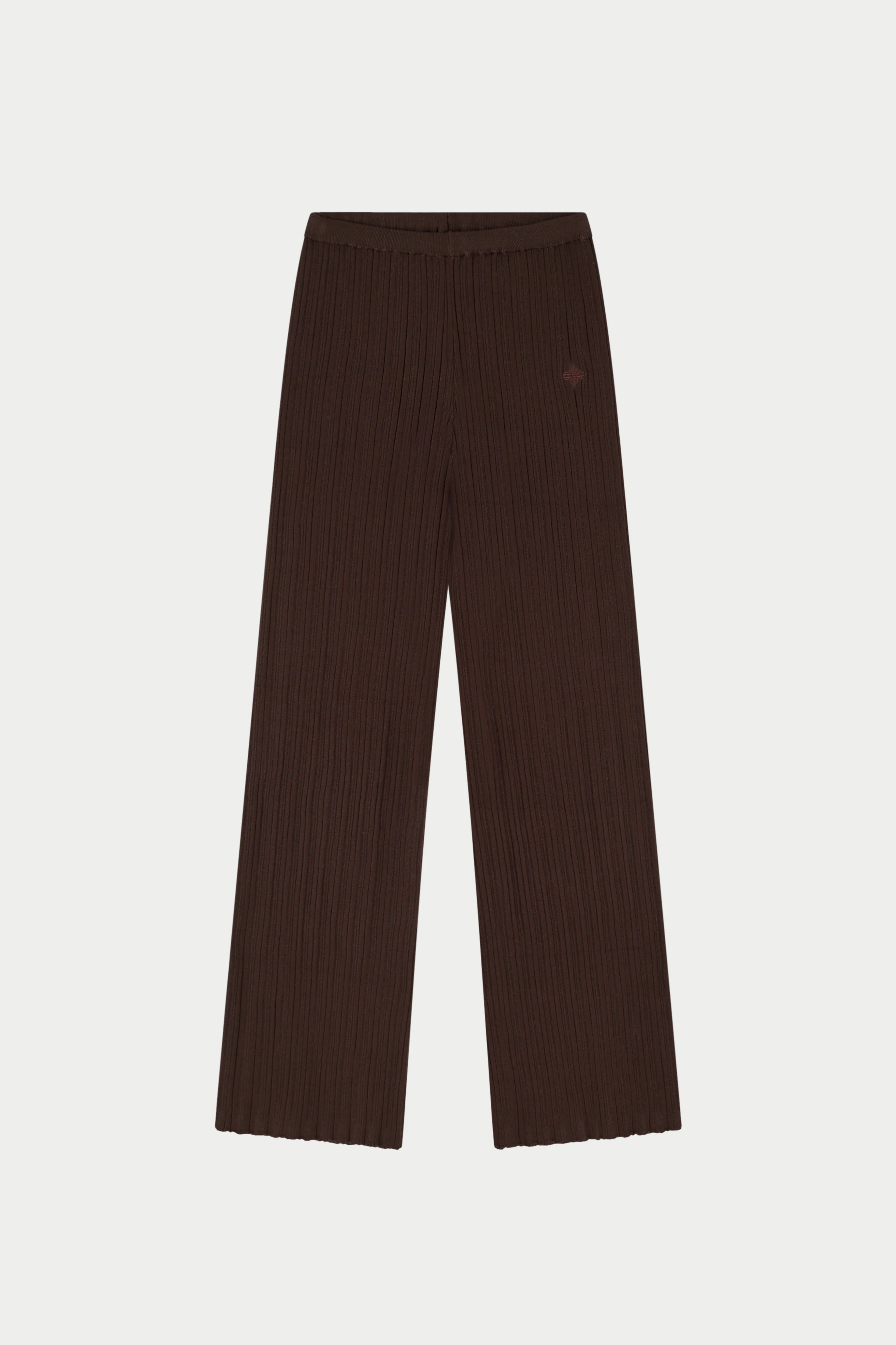RIBBED KNITTED TROUSERS - CHOCOLATE