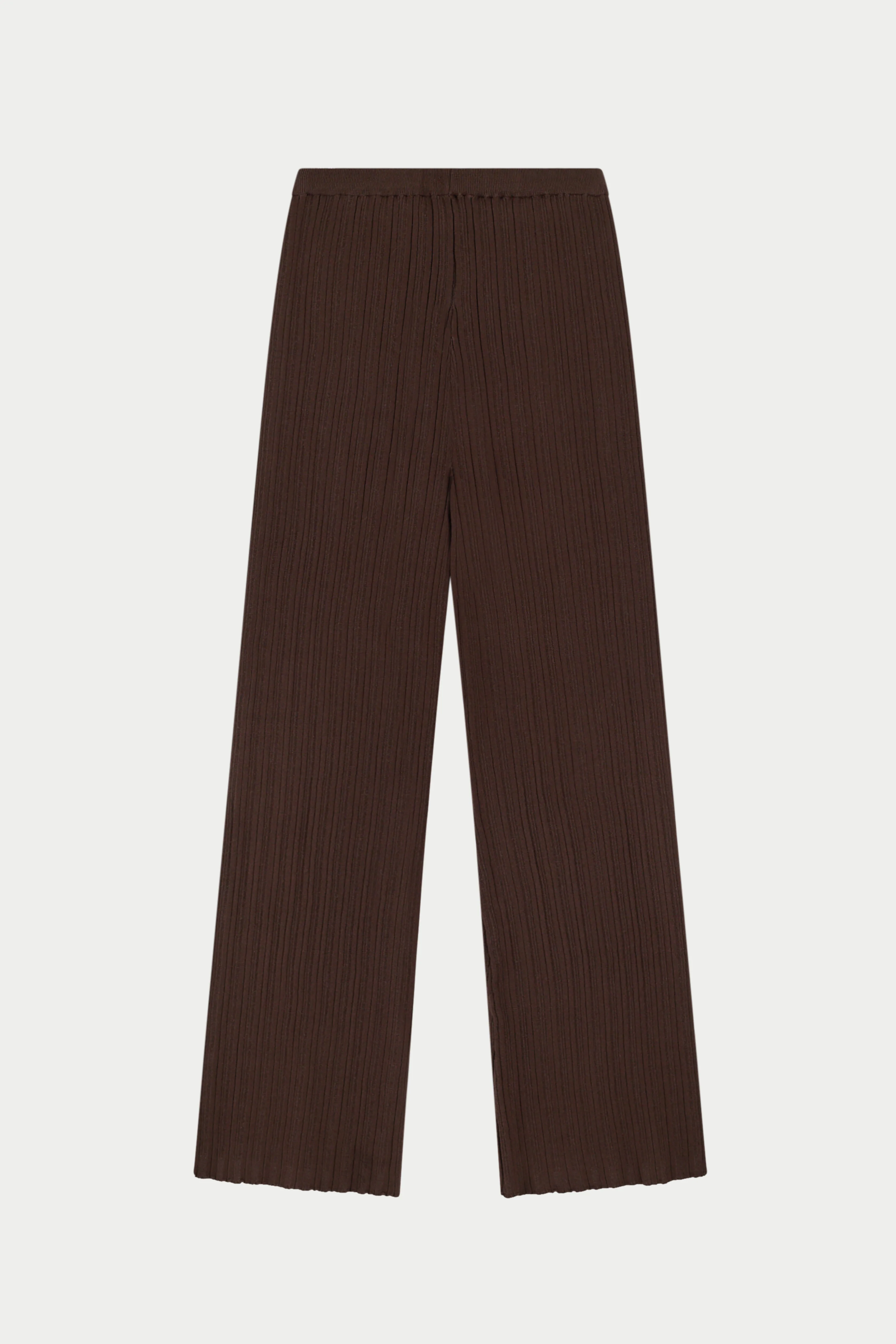 RIBBED KNITTED TROUSERS - CHOCOLATE - Image 7