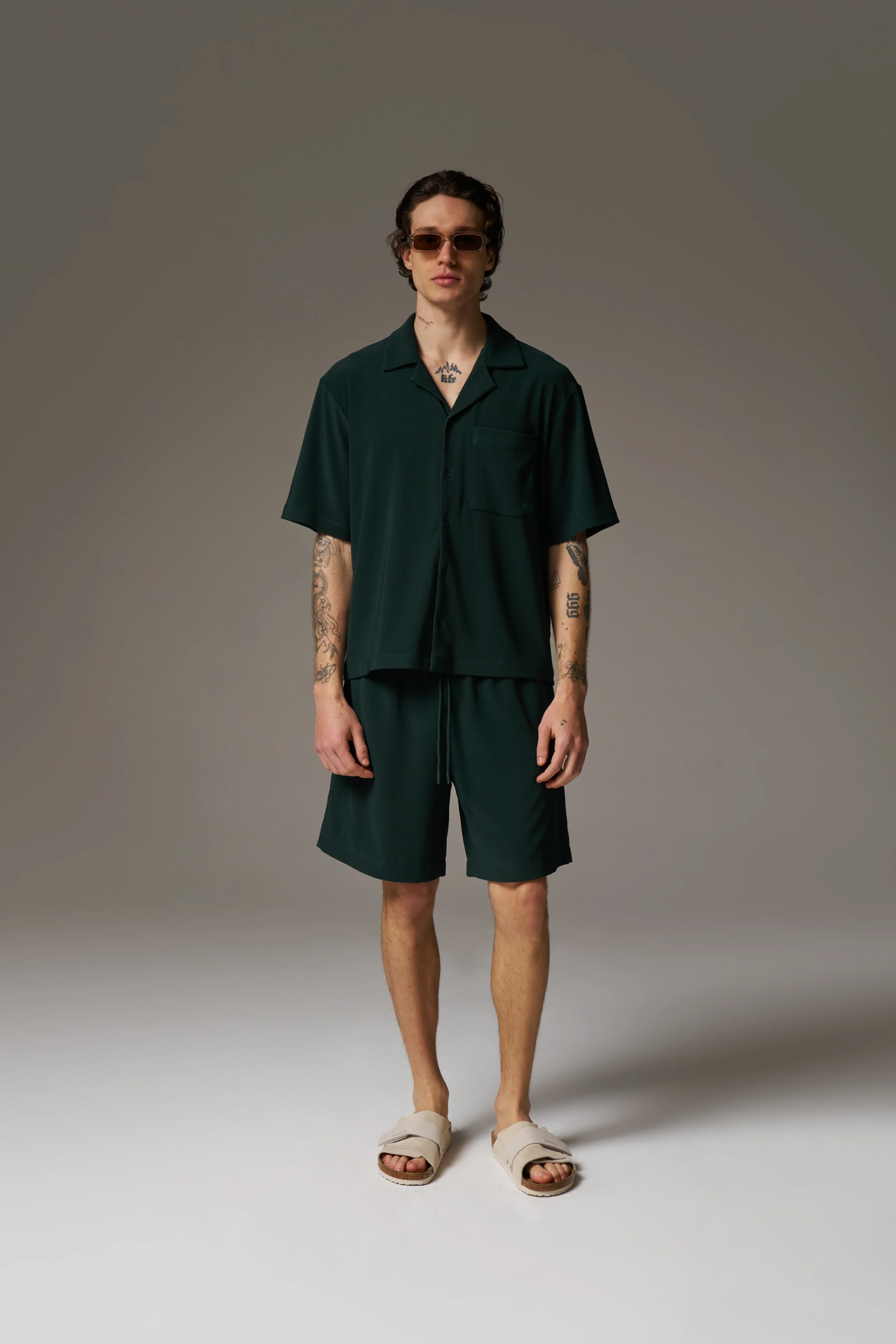 RIBBED SHORTS - GREEN - Image 3