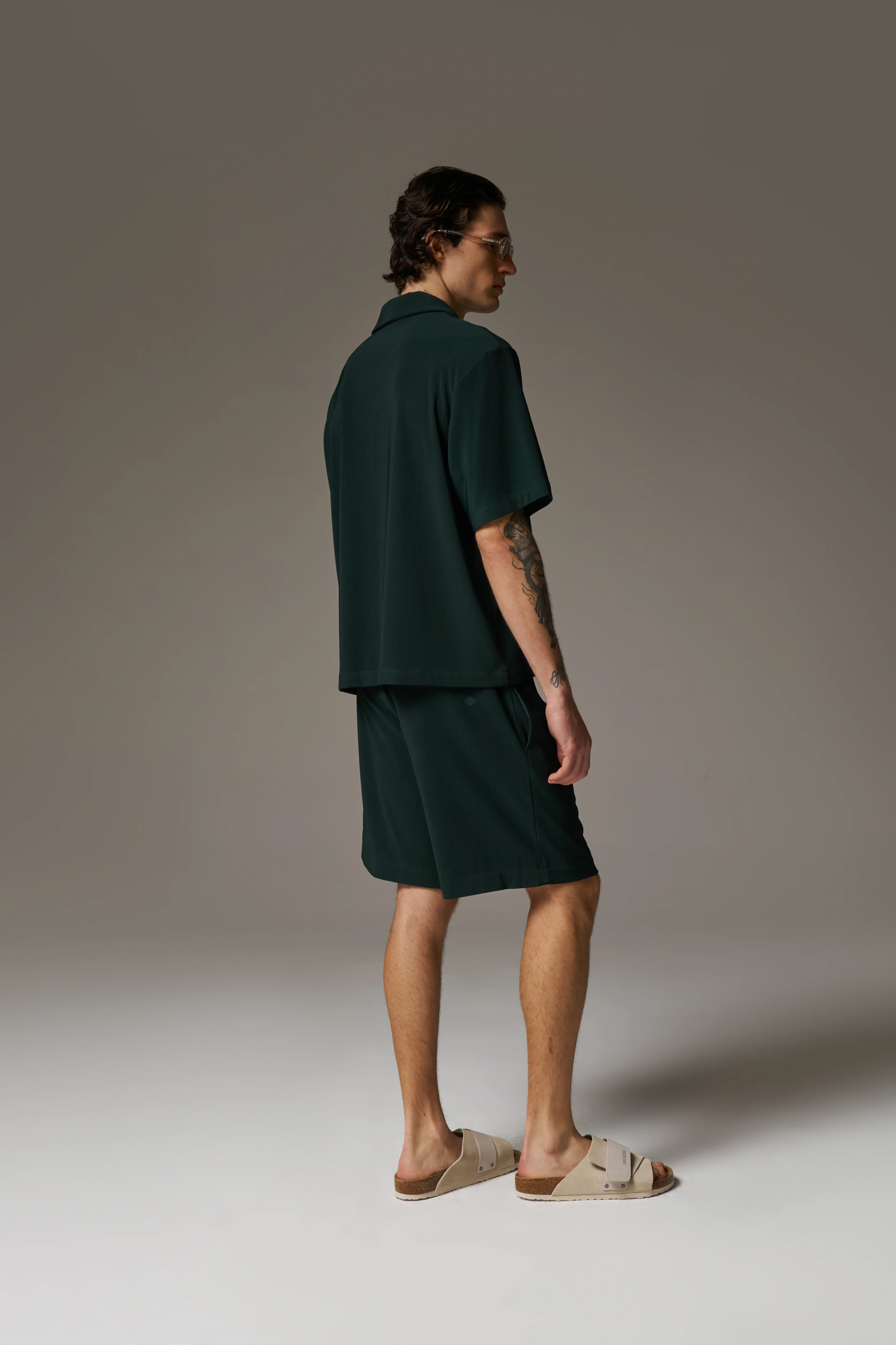RIBBED SHORTS - GREEN - Image 6
