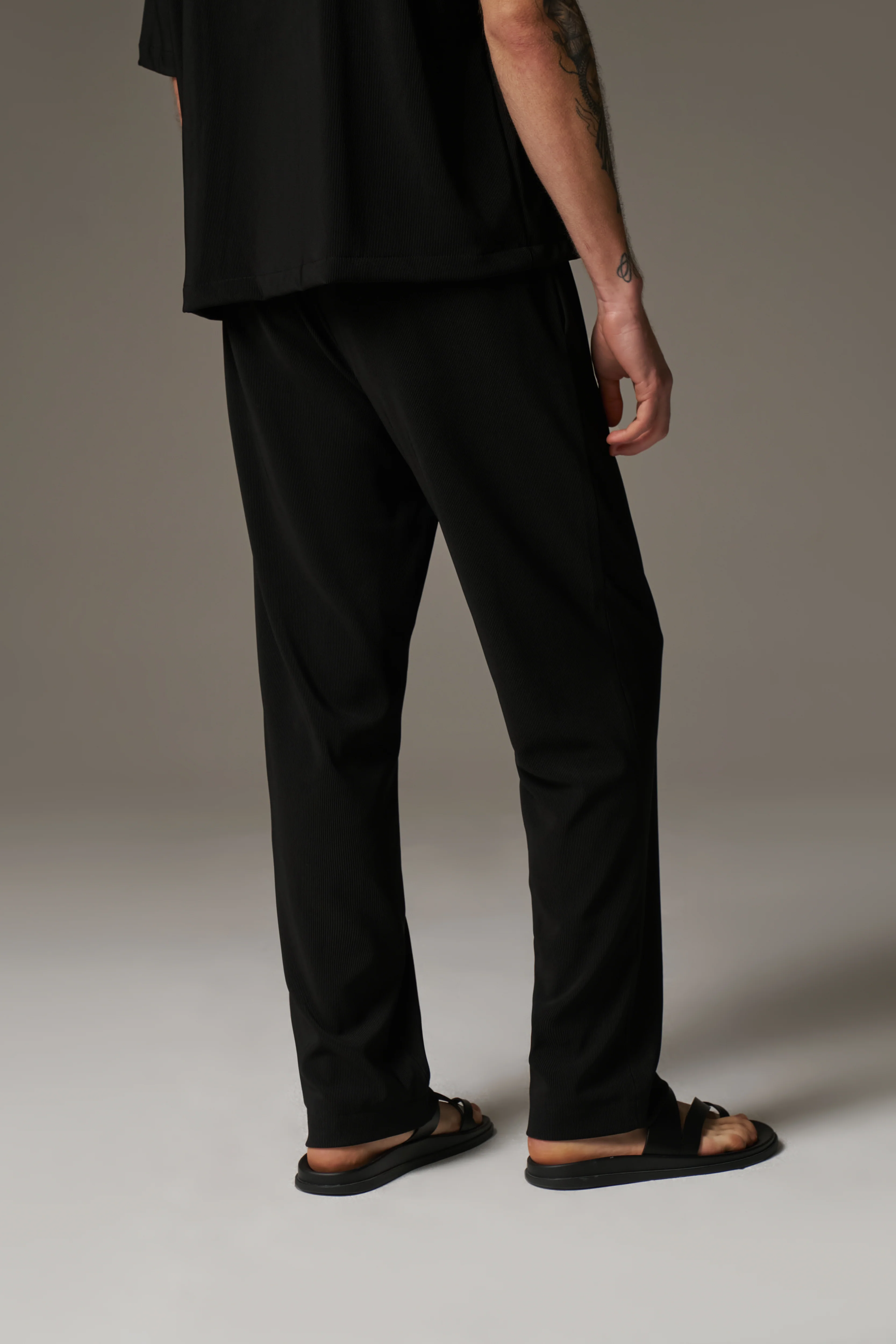 RIBBED TROUSERS - BLACK - Image 6
