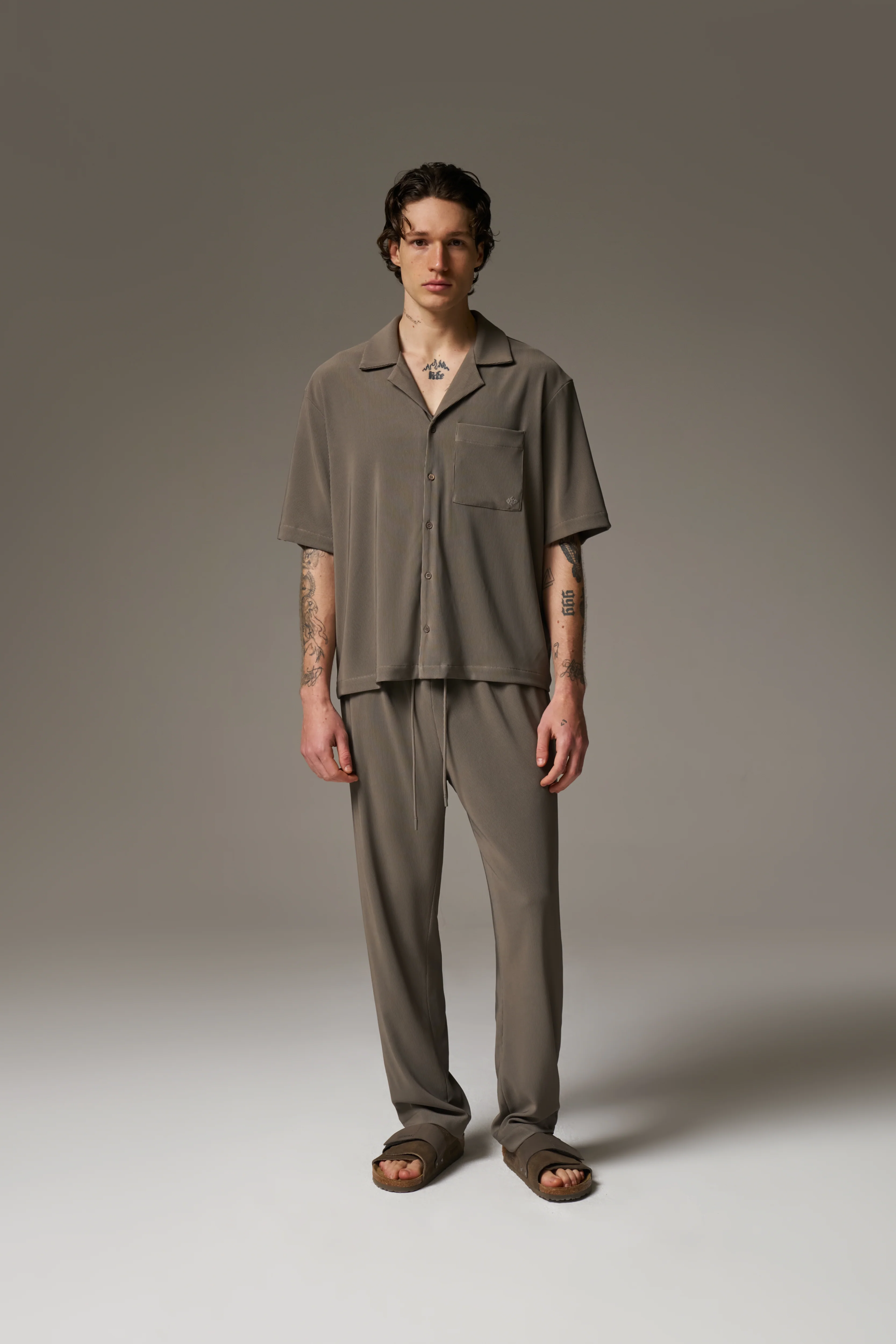 RIBBED TROUSERS - MINK - Image 3