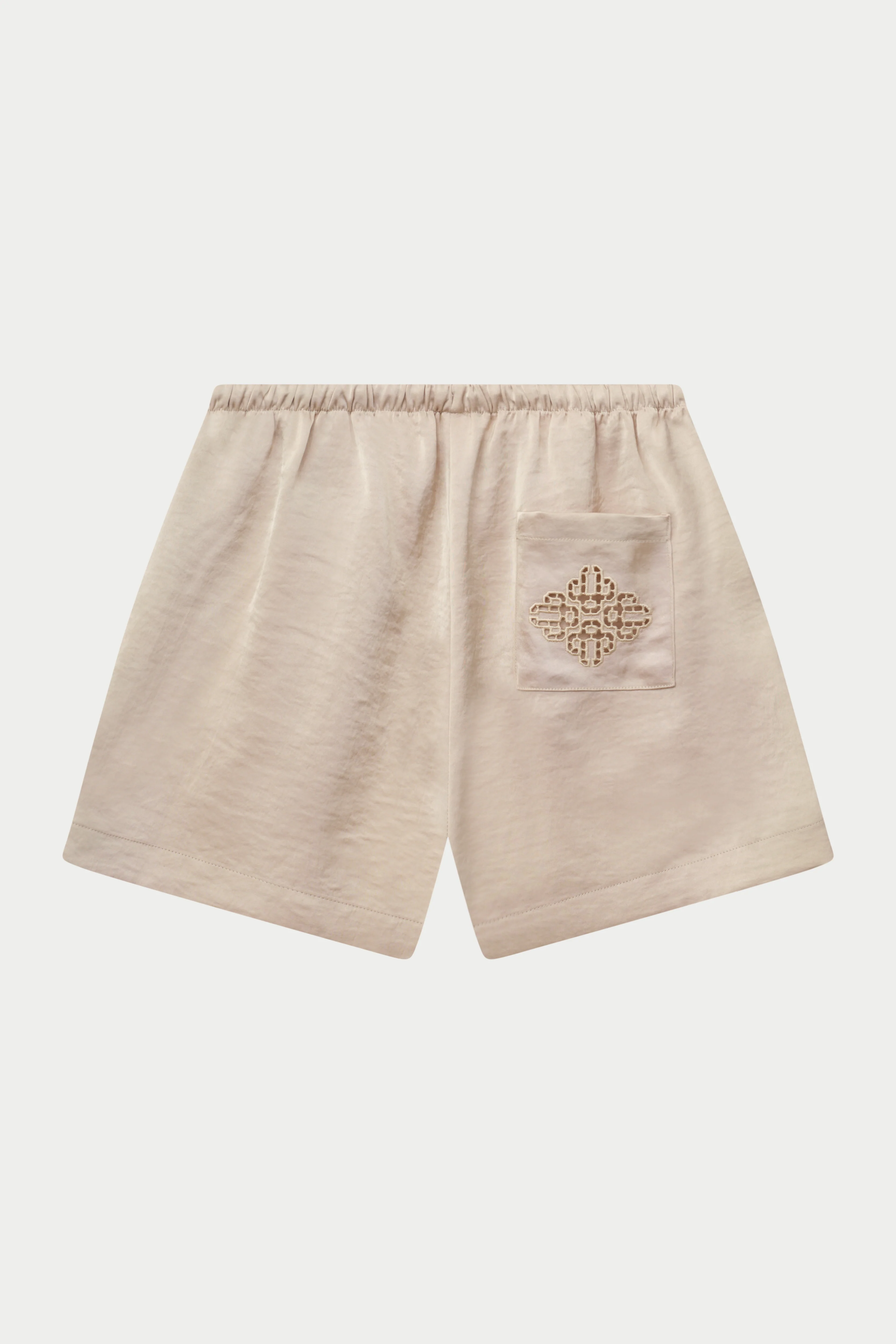 SATIN EMBLEM SHORTS - BEIGE - Image 12