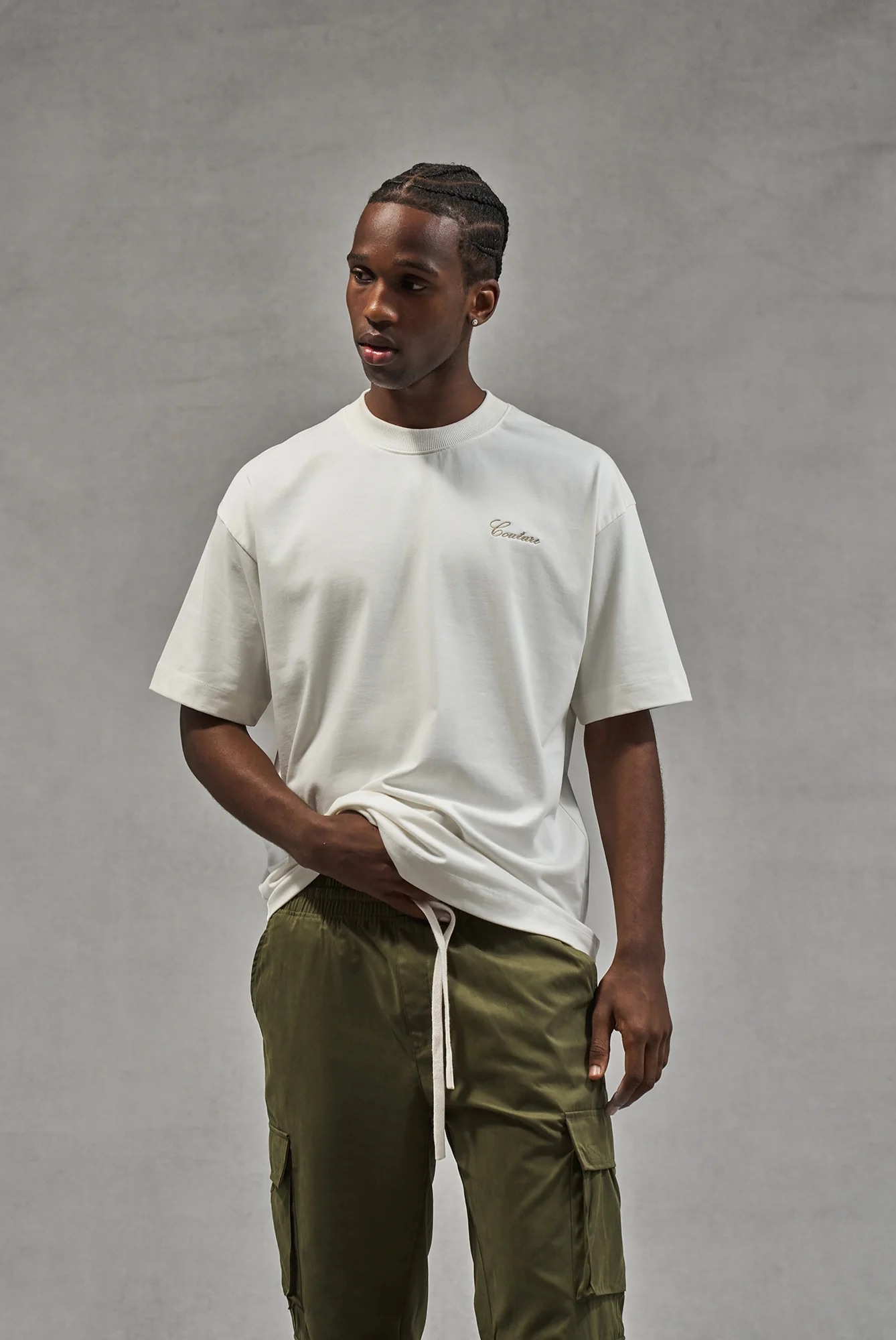 SCRIPT EMBROIDERED T-SHIRT - OFF WHITE - Image 7