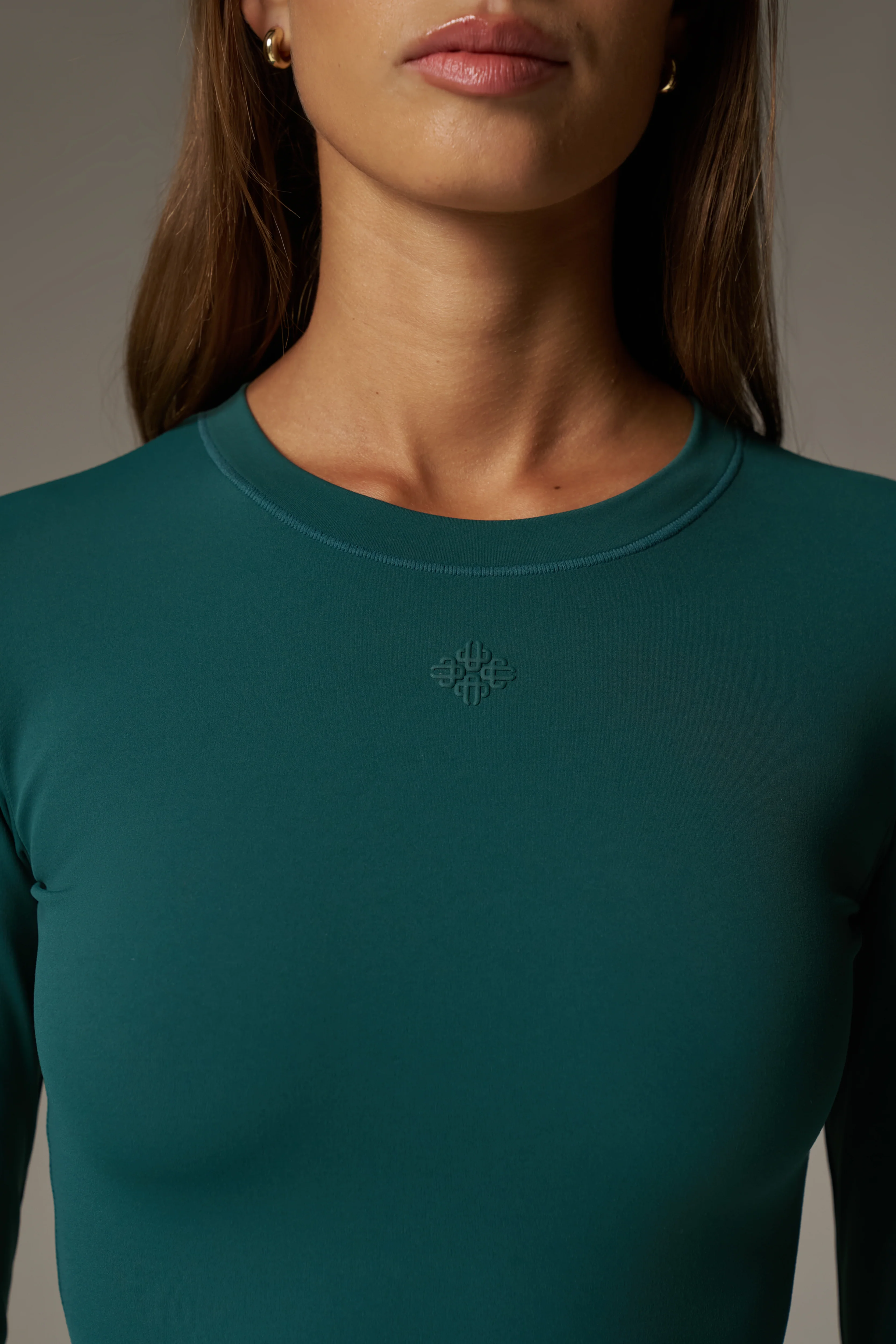 SCULPTING STRETCH LONG SLEEVE TOP - FOREST GREEN - Image 4