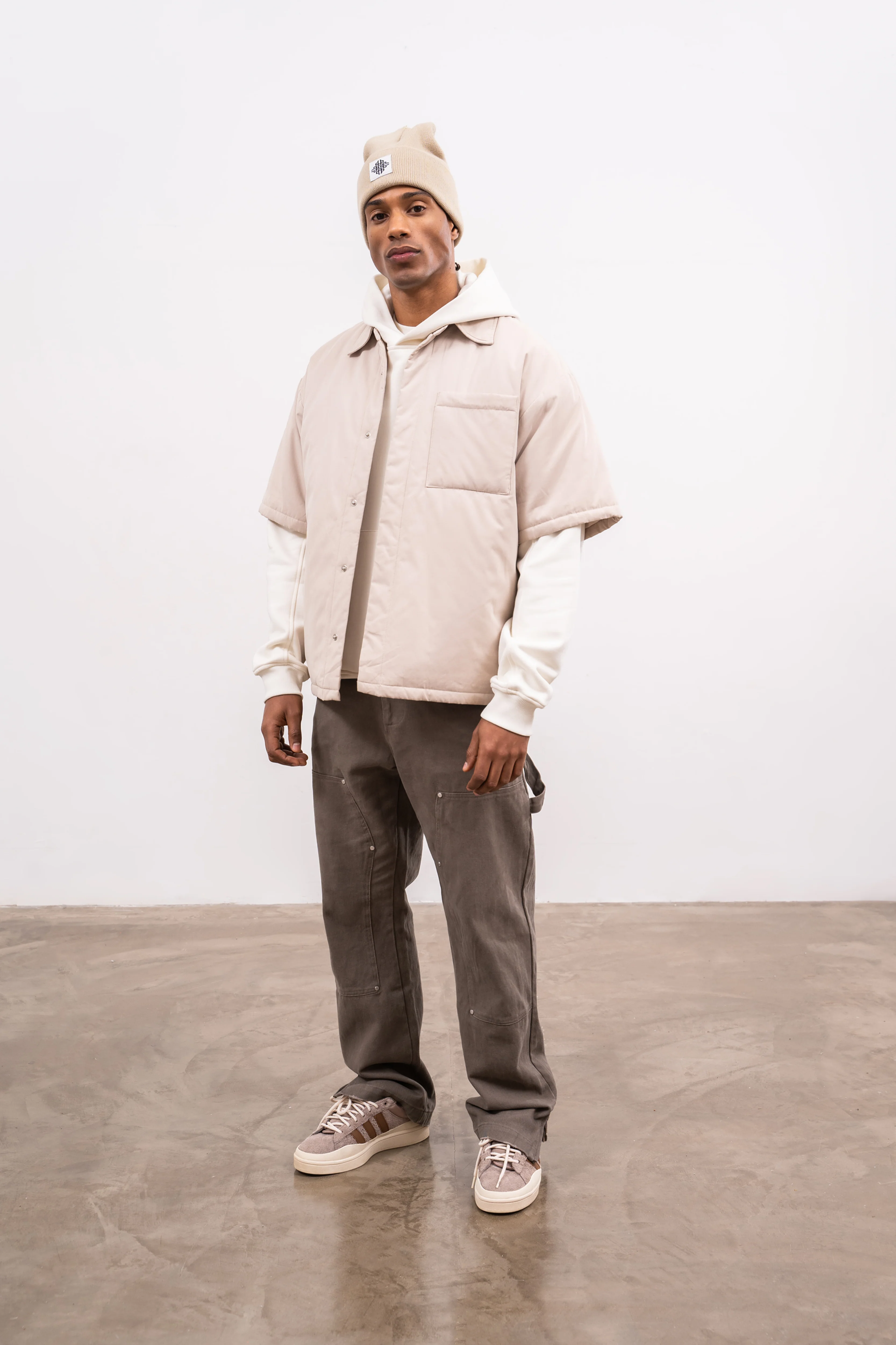 SHORT SLEEVE PADDED SHIRT - OFF WHITE - Image 6