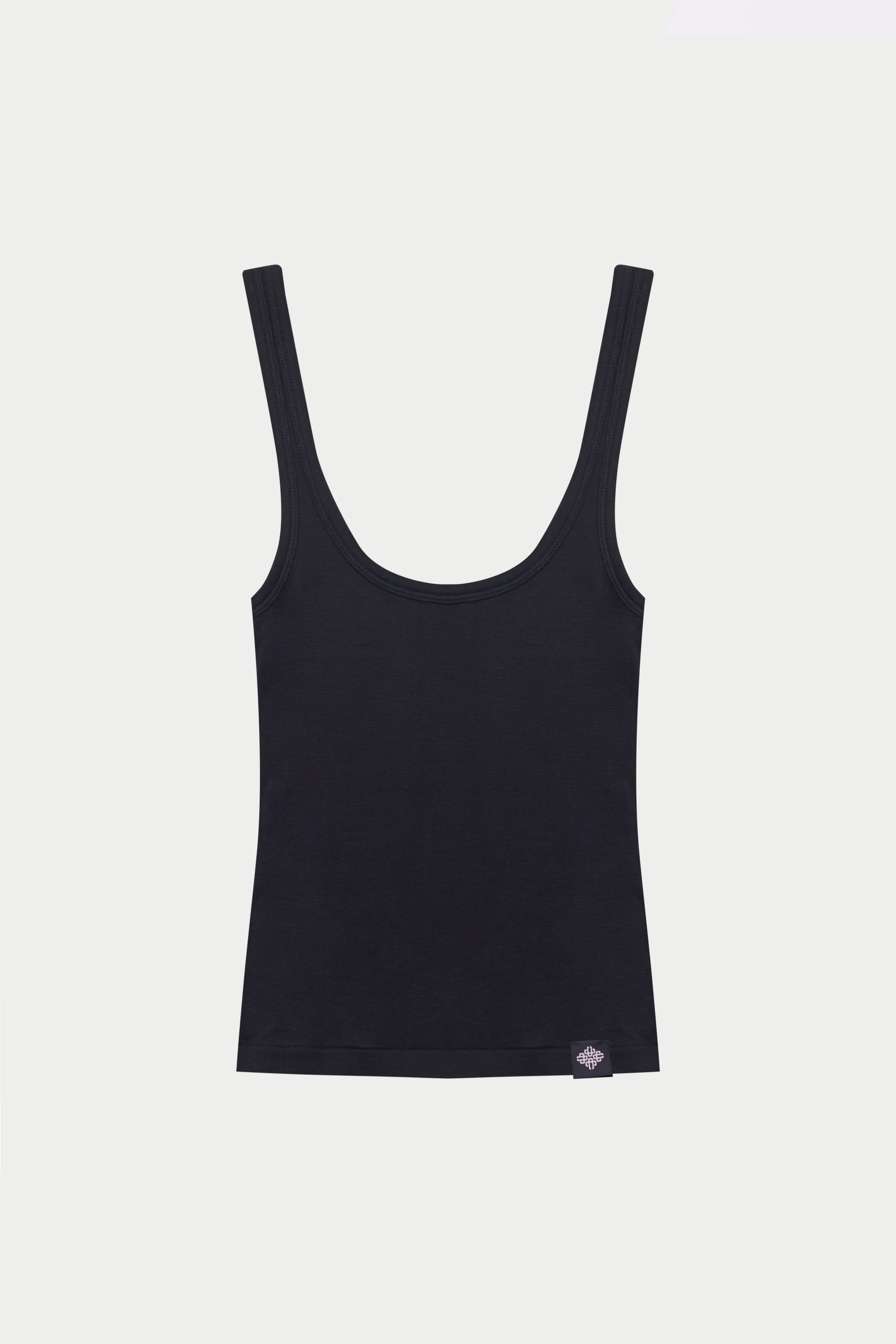 SLUB EMBLEM LABEL VEST TOP - BLACK