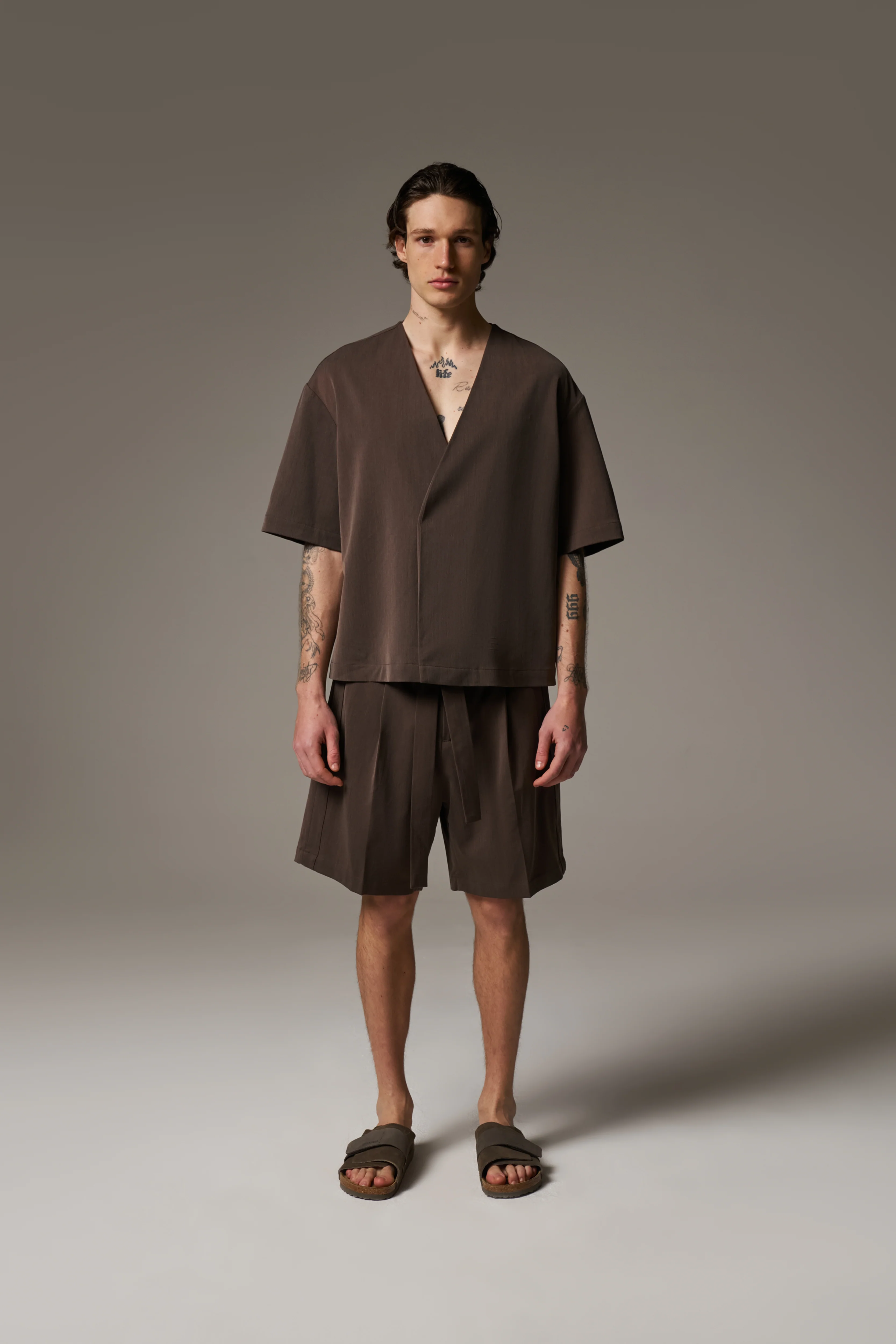 SMART WOVEN SHIRT - BROWN - Image 11