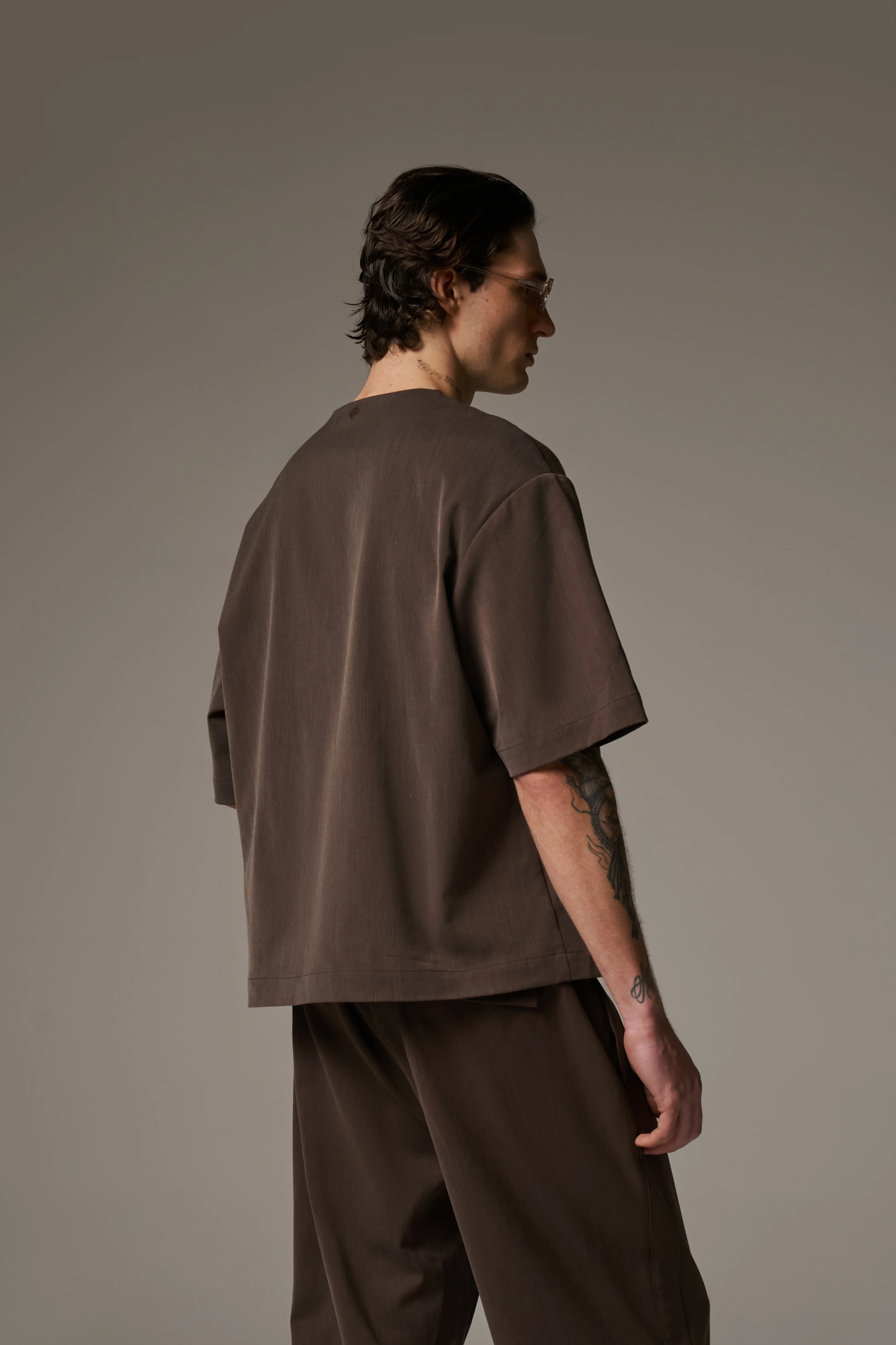 SMART WOVEN SHIRT - BROWN - Image 7