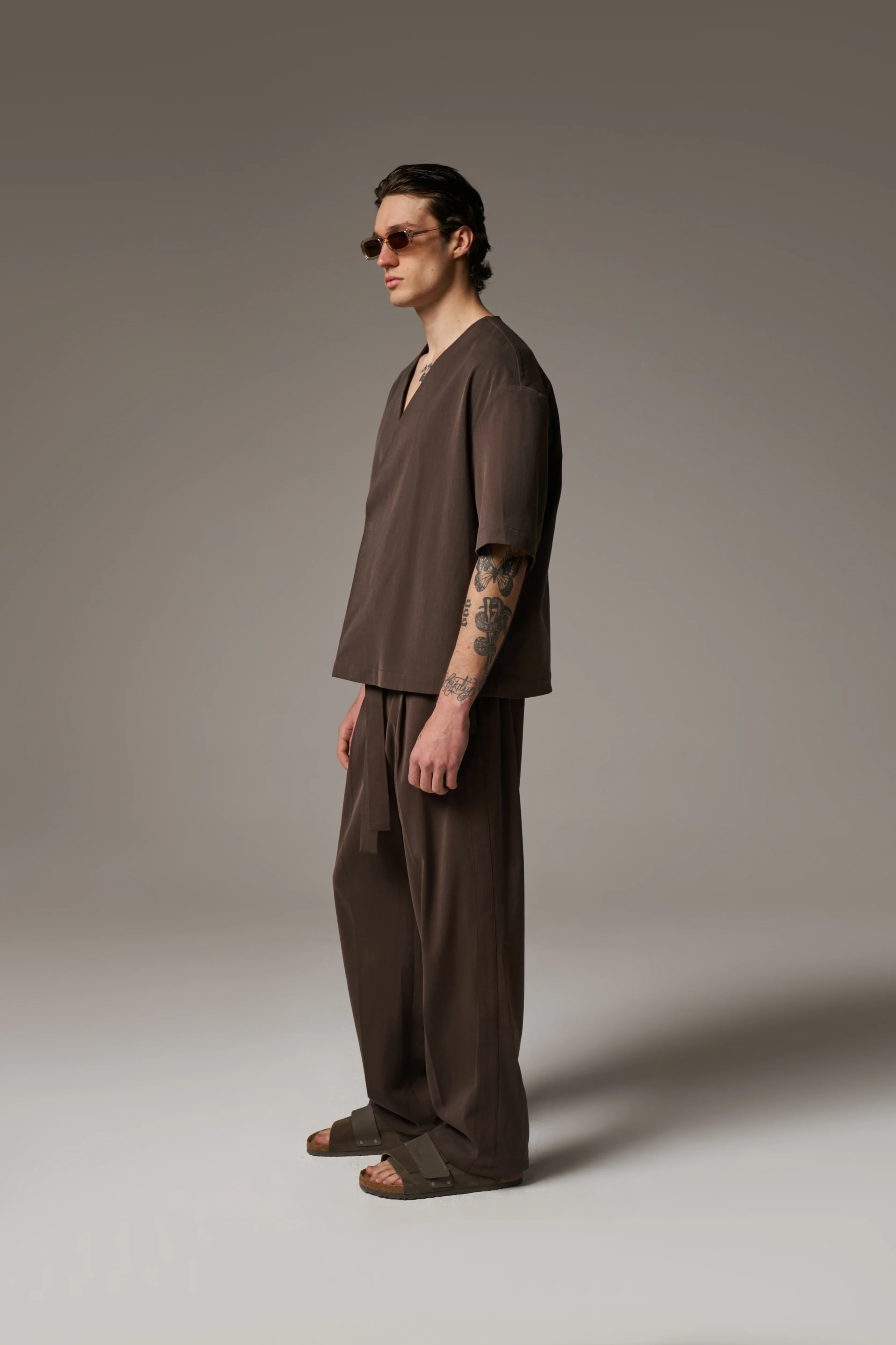 SMART WOVEN SHIRT - BROWN - Image 8