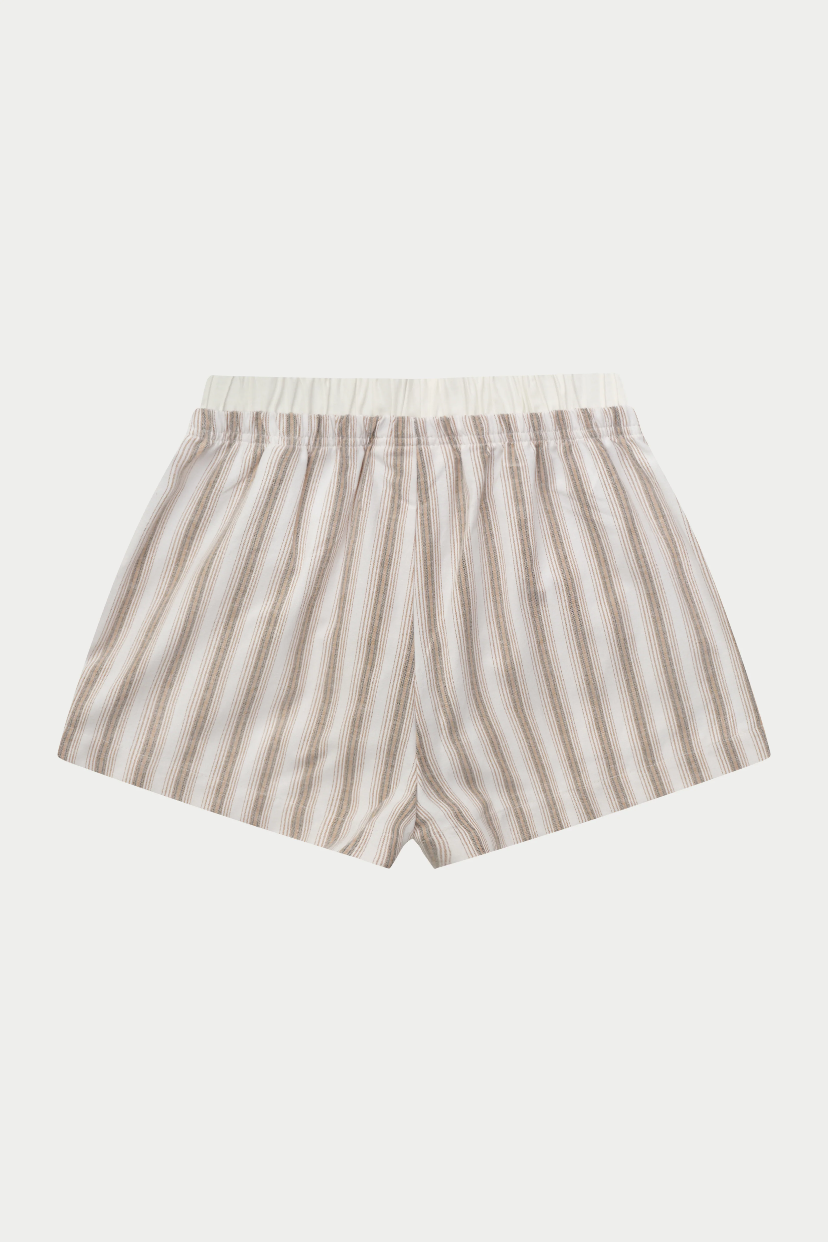STRIPE BOXER WAISTBAND WOVEN SHORTS - BEIGE - Image 9