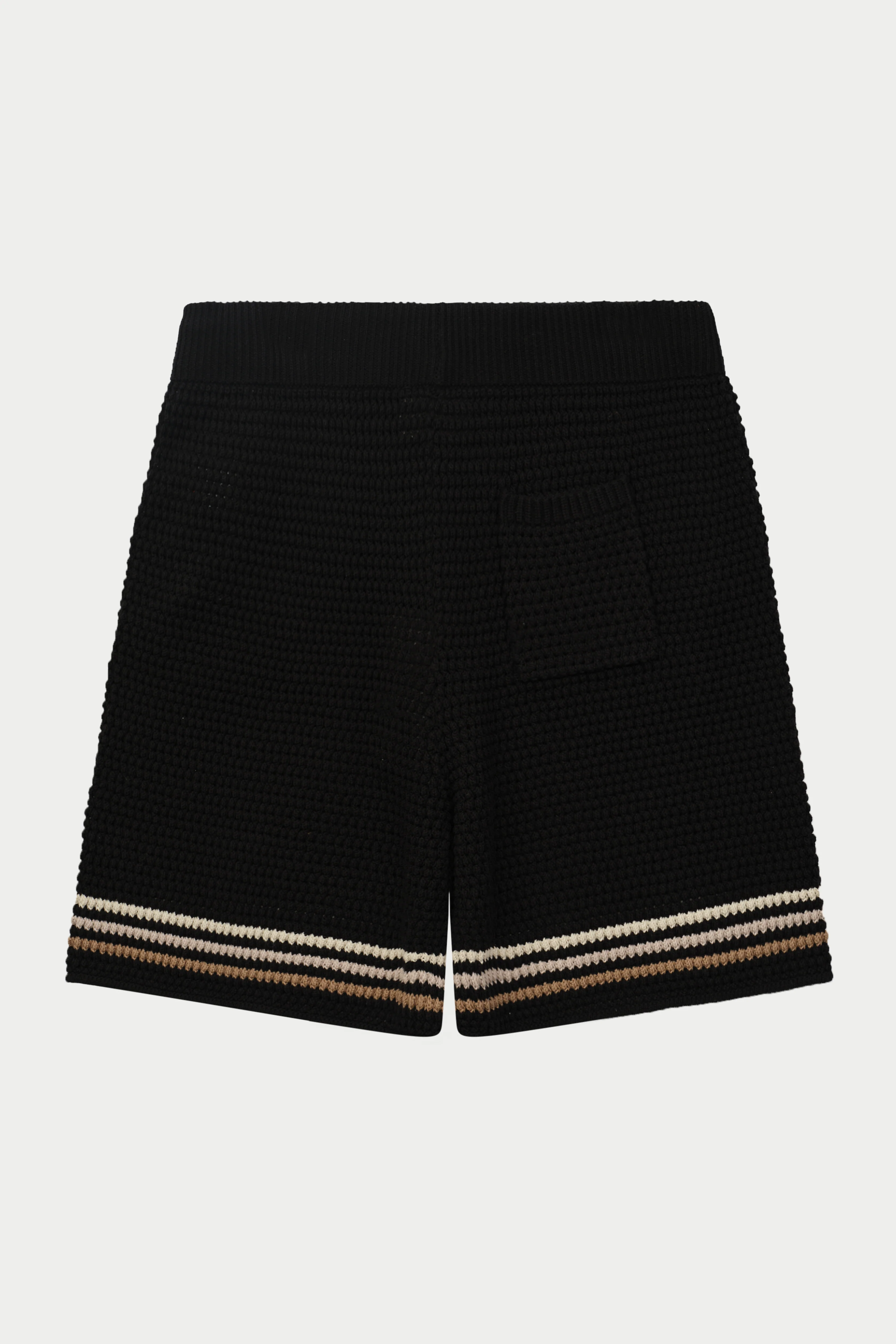 STRIPE CROCHET KNIT SHORTS - BLACK - Image 10
