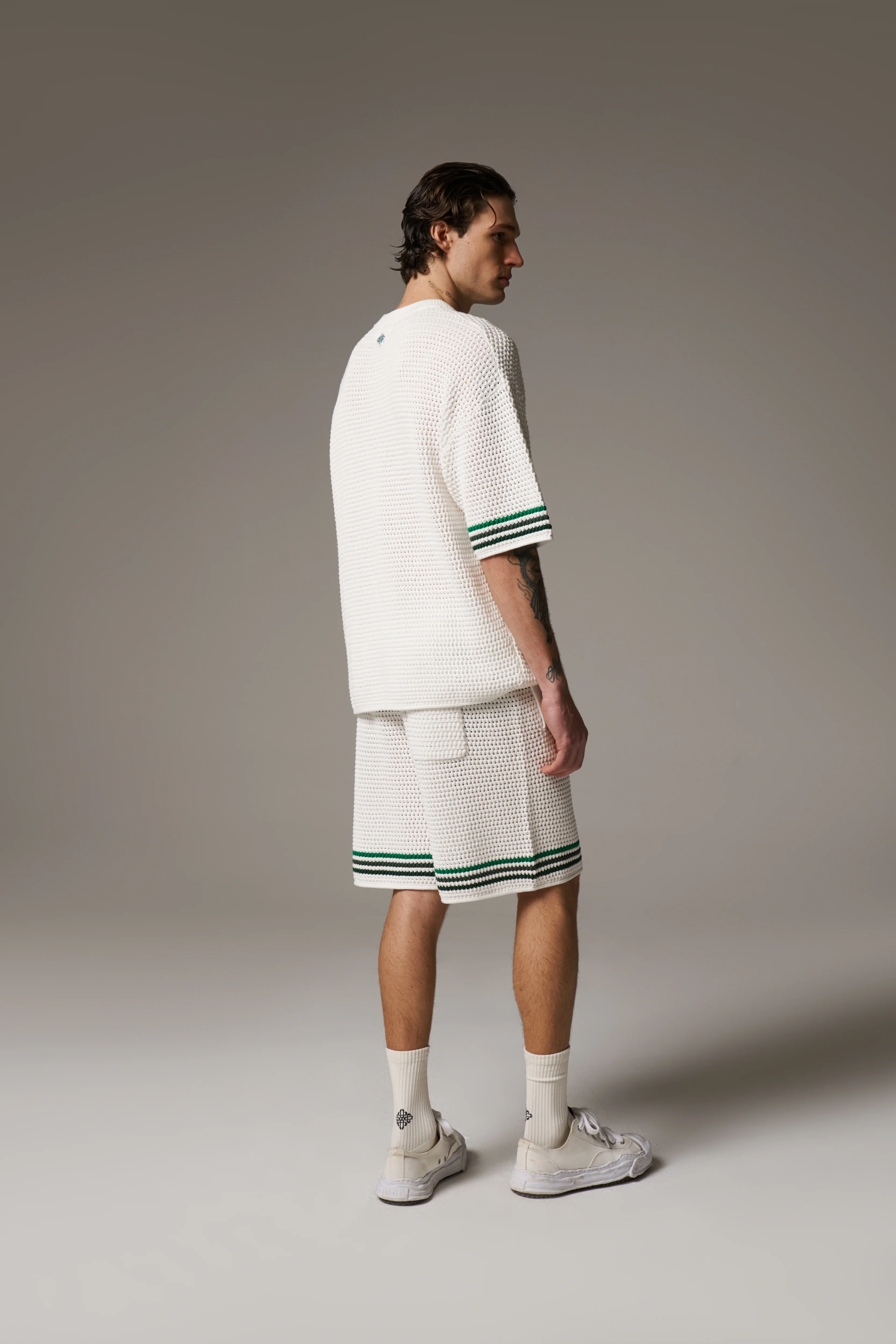 STRIPE CROCHET KNIT SHORTS - WHITE - Image 5