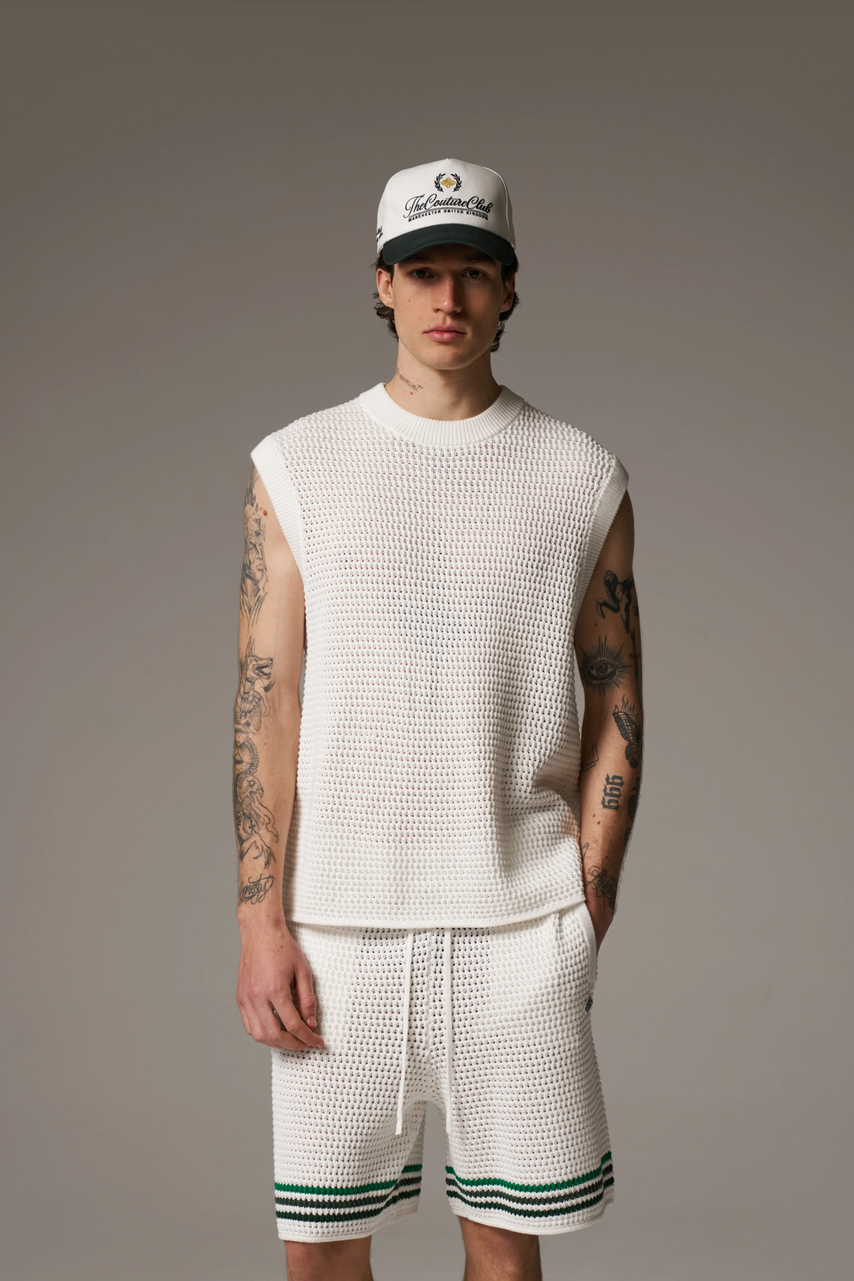 STRIPE CROCHET KNIT SHORTS - WHITE - Image 8
