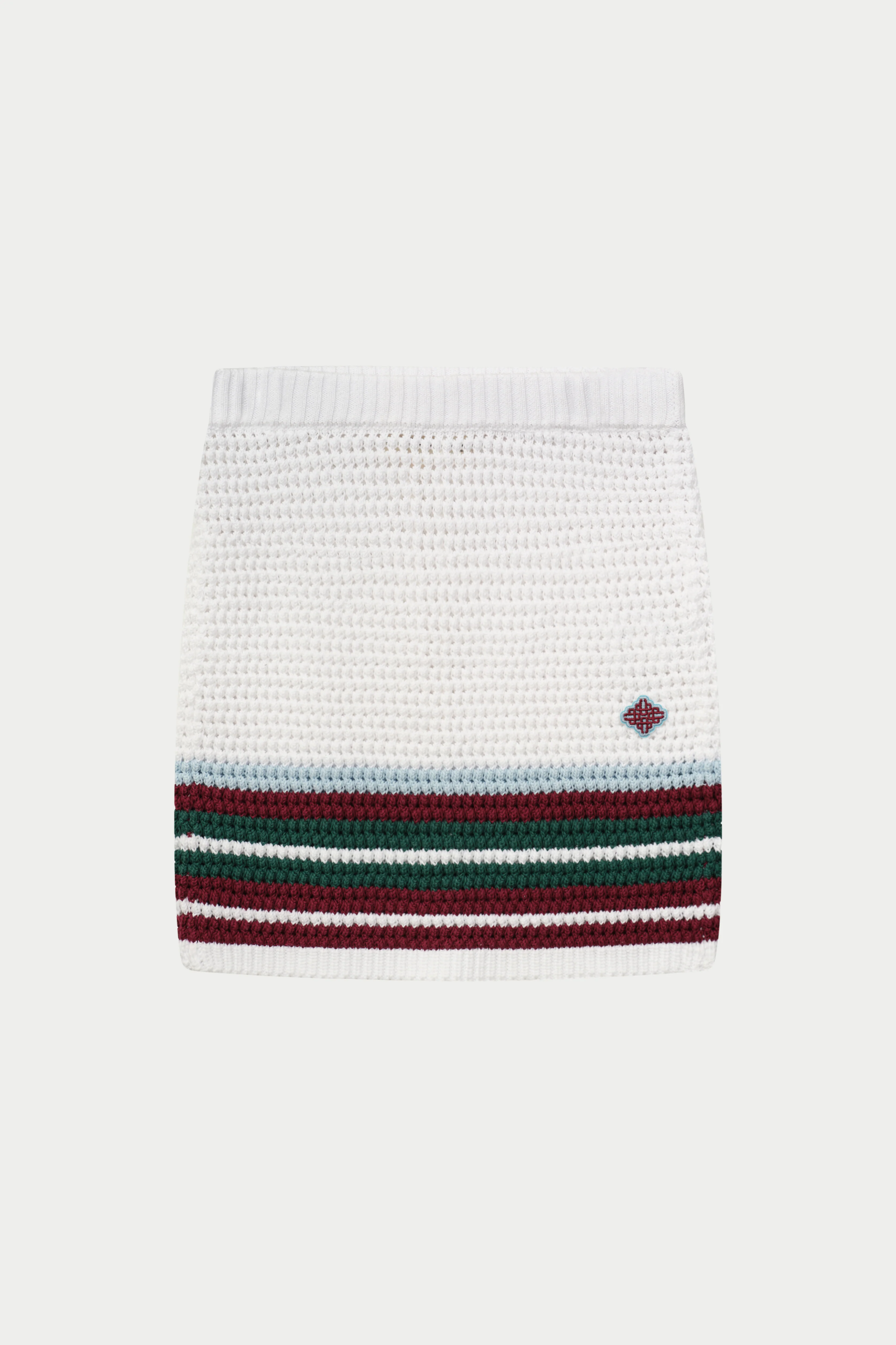 STRIPE CROCHET KNITTED MINI SKIRT - BURGUNDY
