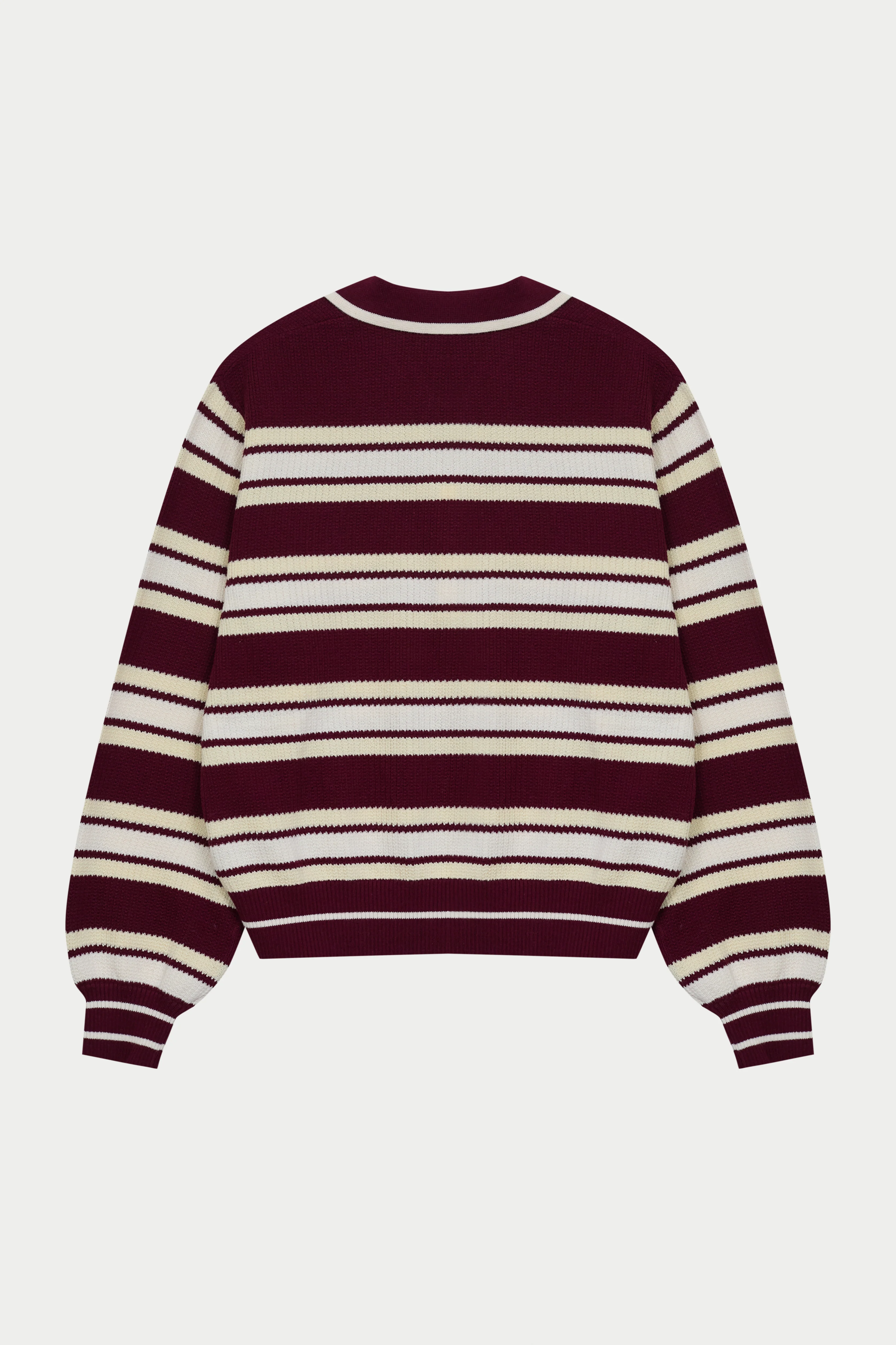 STRIPE KNITTED POLO SWEATSHIRT - BURGUNDY - Image 12
