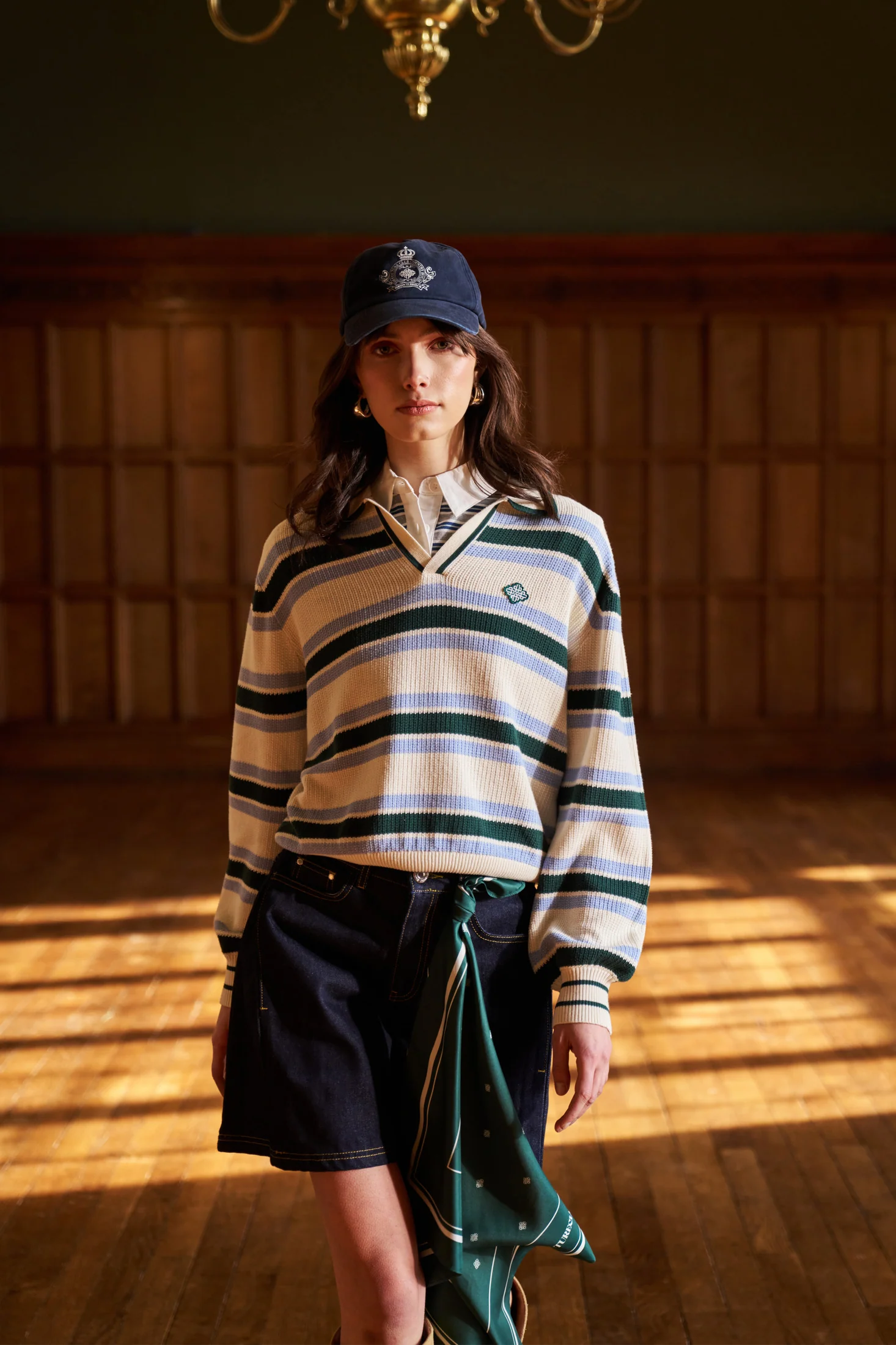 STRIPE KNITTED POLO SWEATSHIRT - OFF WHITE - Image 8
