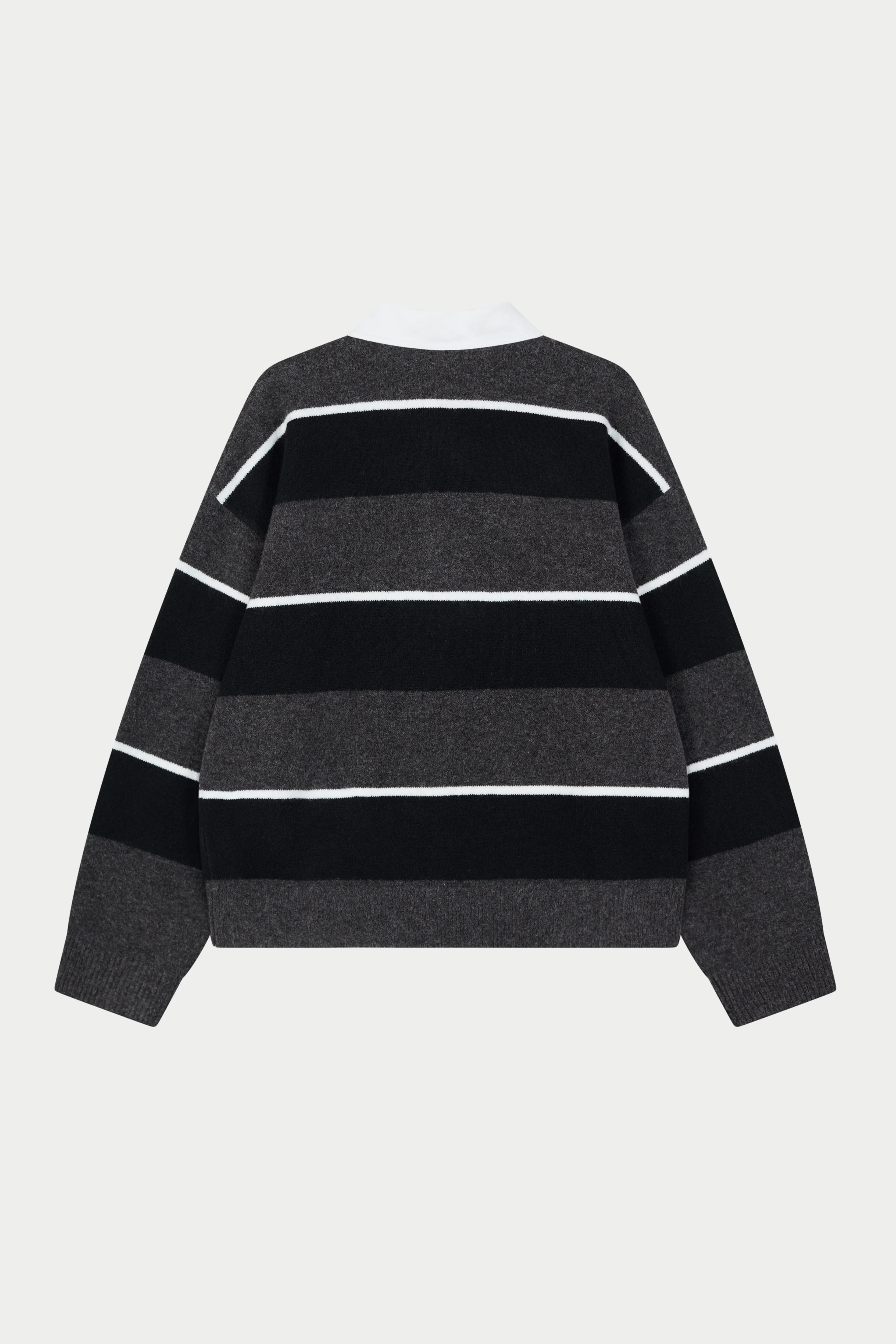 STRIPE CONTRAST COLLAR KNIT CREW - CHARCOAL - Image 8