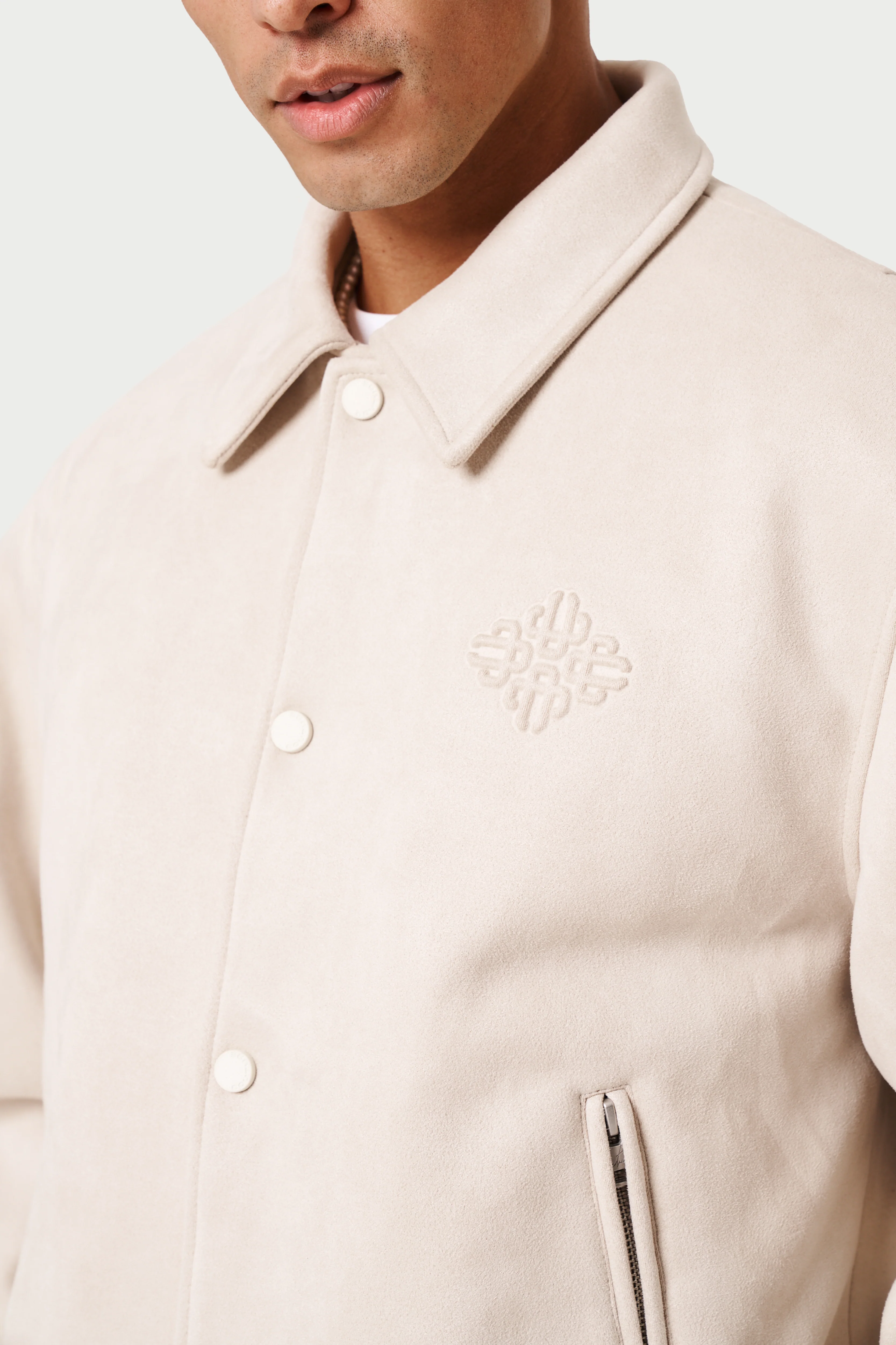 SUEDE VARSITY JACKET - STONE - Image 7