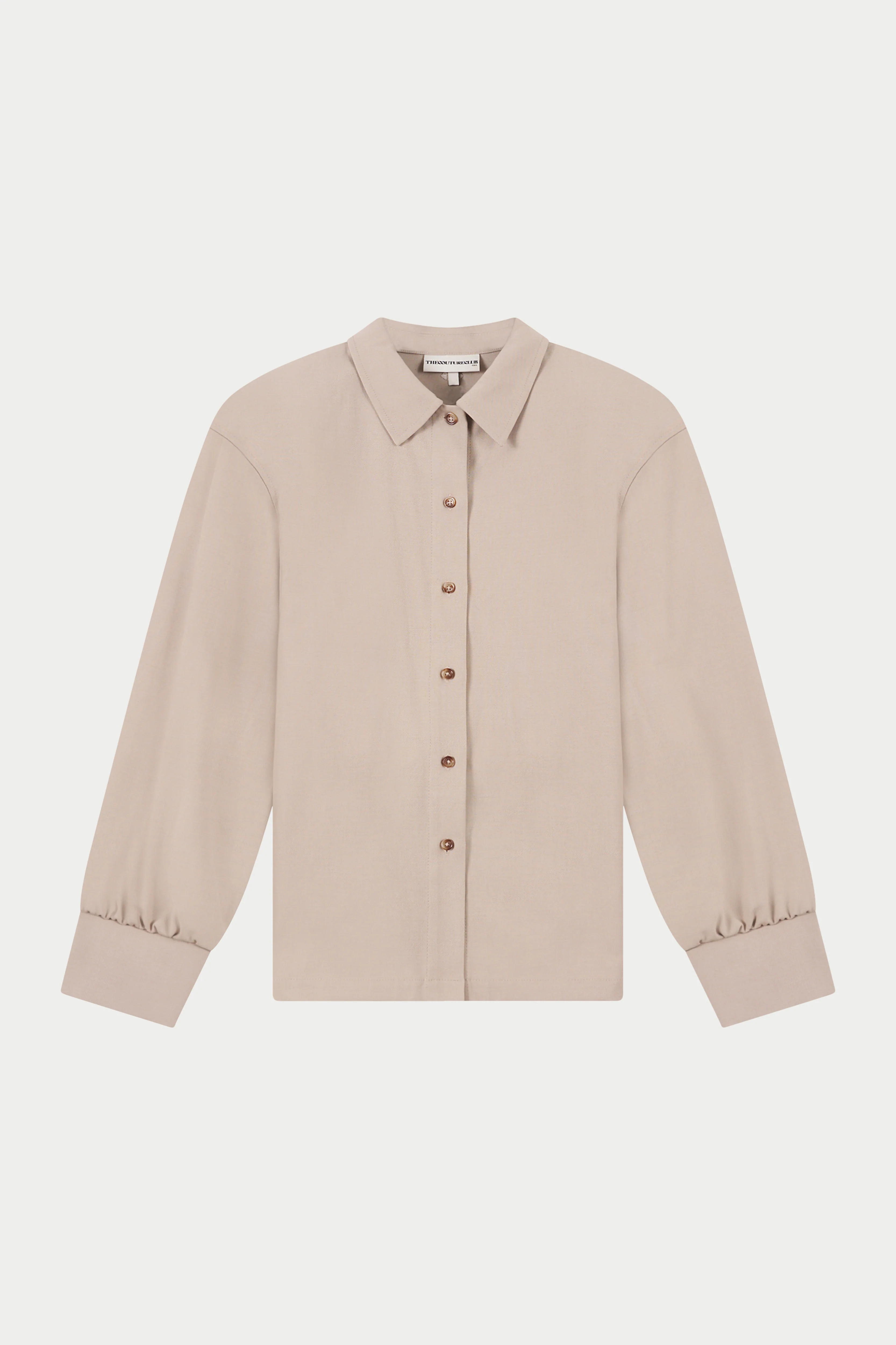 TAILORED SHOULDER PADDED SHIRT - BEIGE