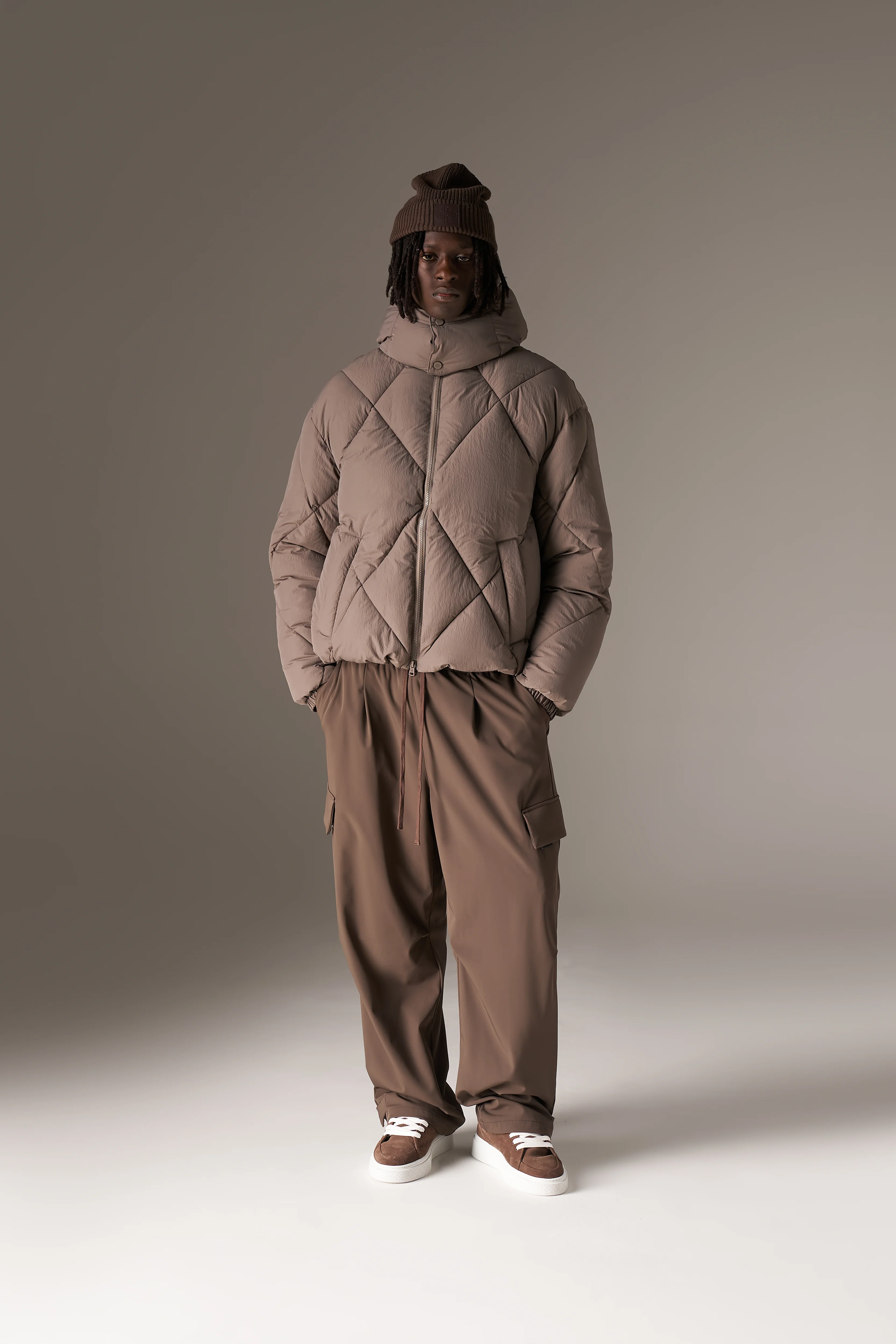 TECHNICAL WIDE LEG TROUSERS - BROWN - Image 3