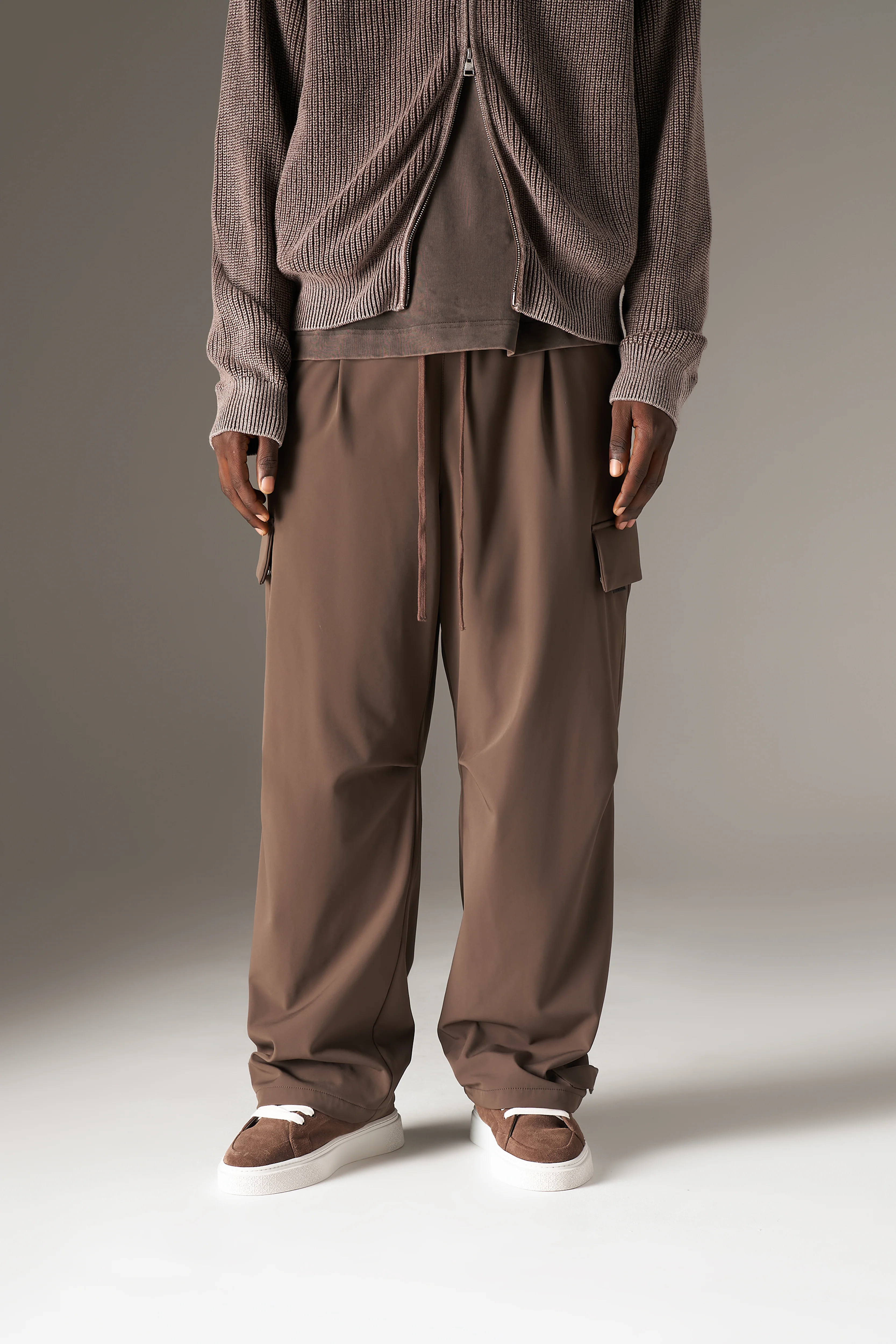 TECHNICAL WIDE LEG TROUSERS - BROWN - Image 4