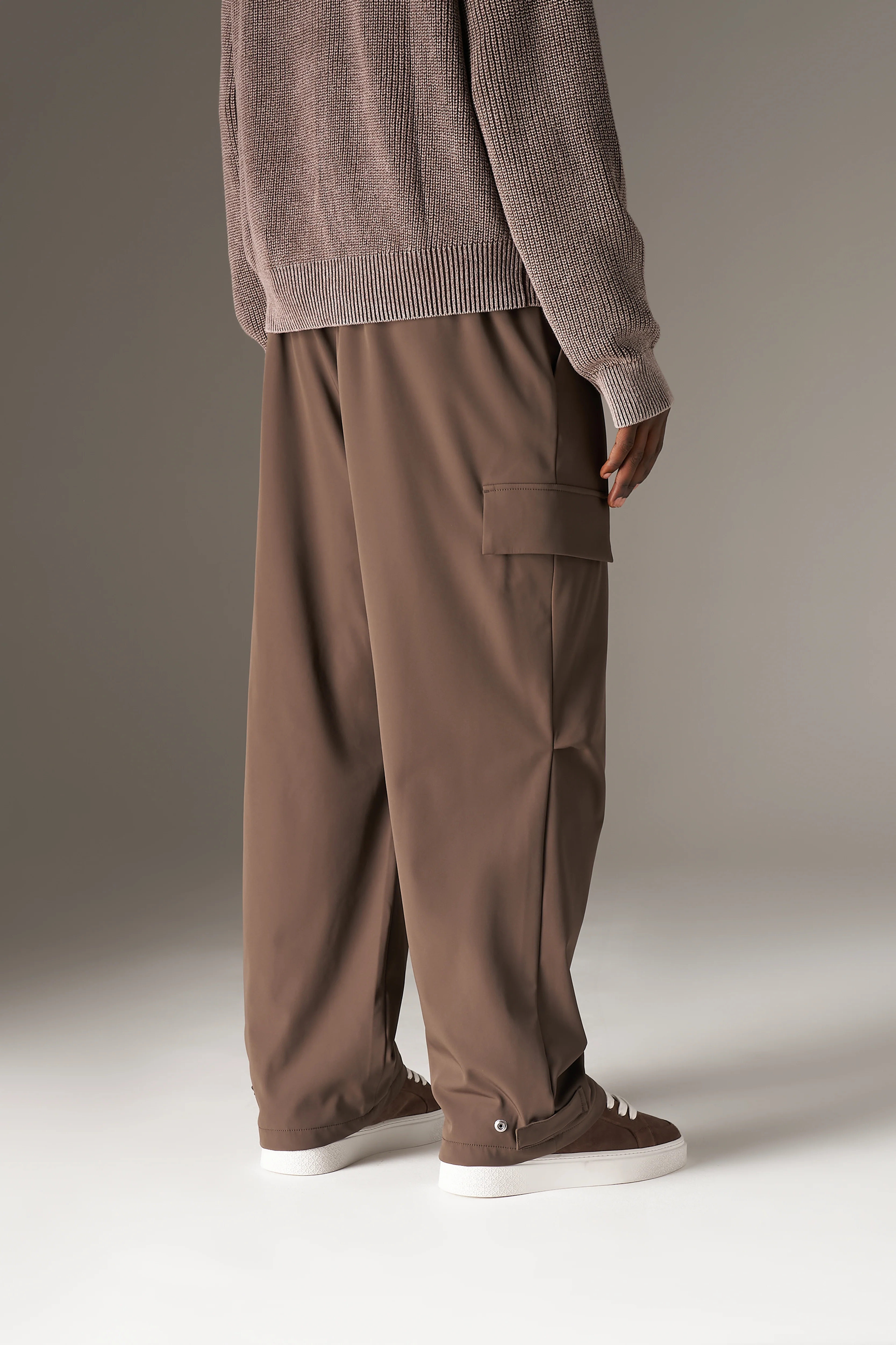 TECHNICAL WIDE LEG TROUSERS - BROWN - Image 6
