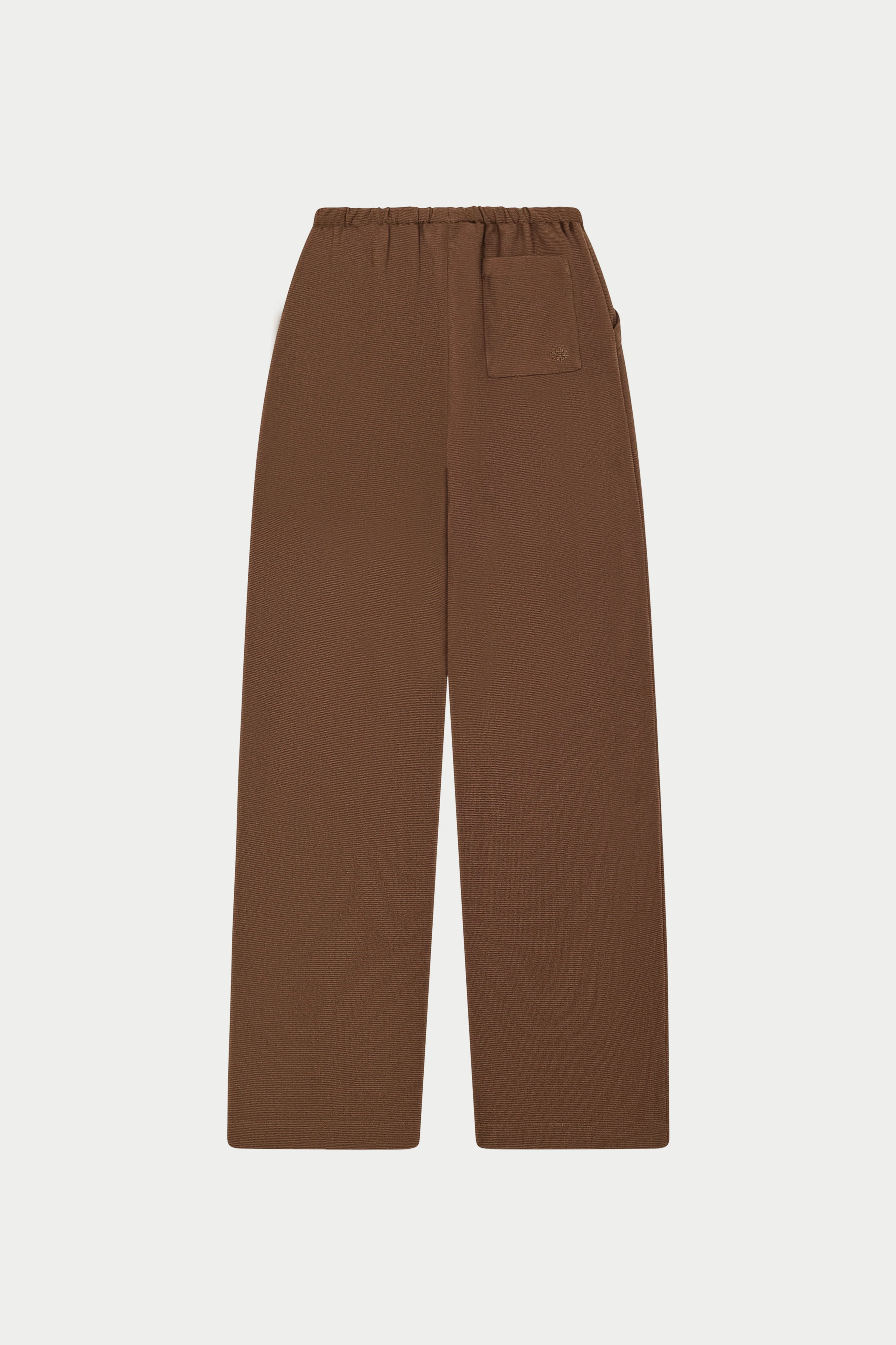 TEXTURED LINEN BUTTON DETAIL TROUSER - BROWN - Image 11