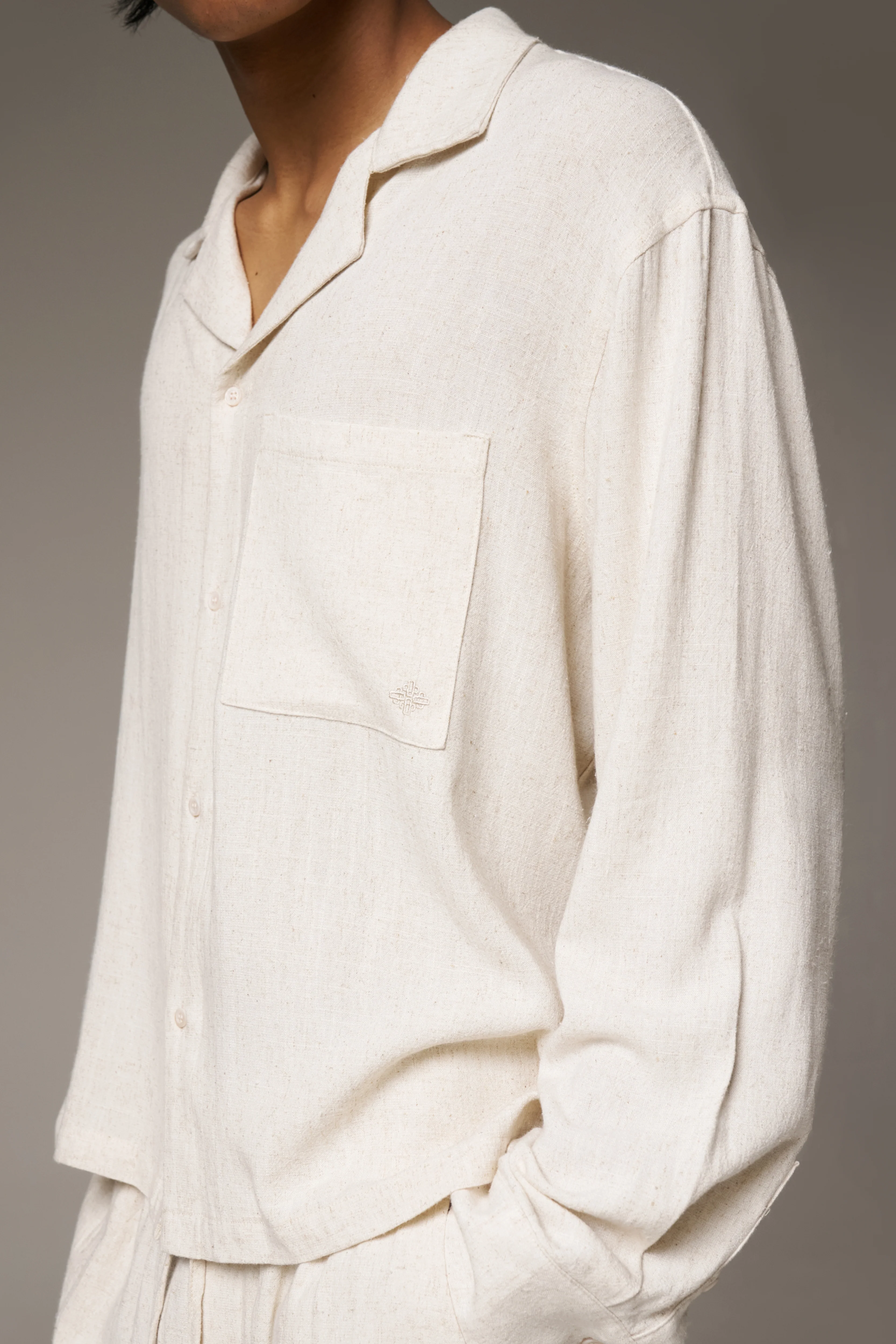 TEXTURED WOVEN SHIRT - BEIGE - Image 6