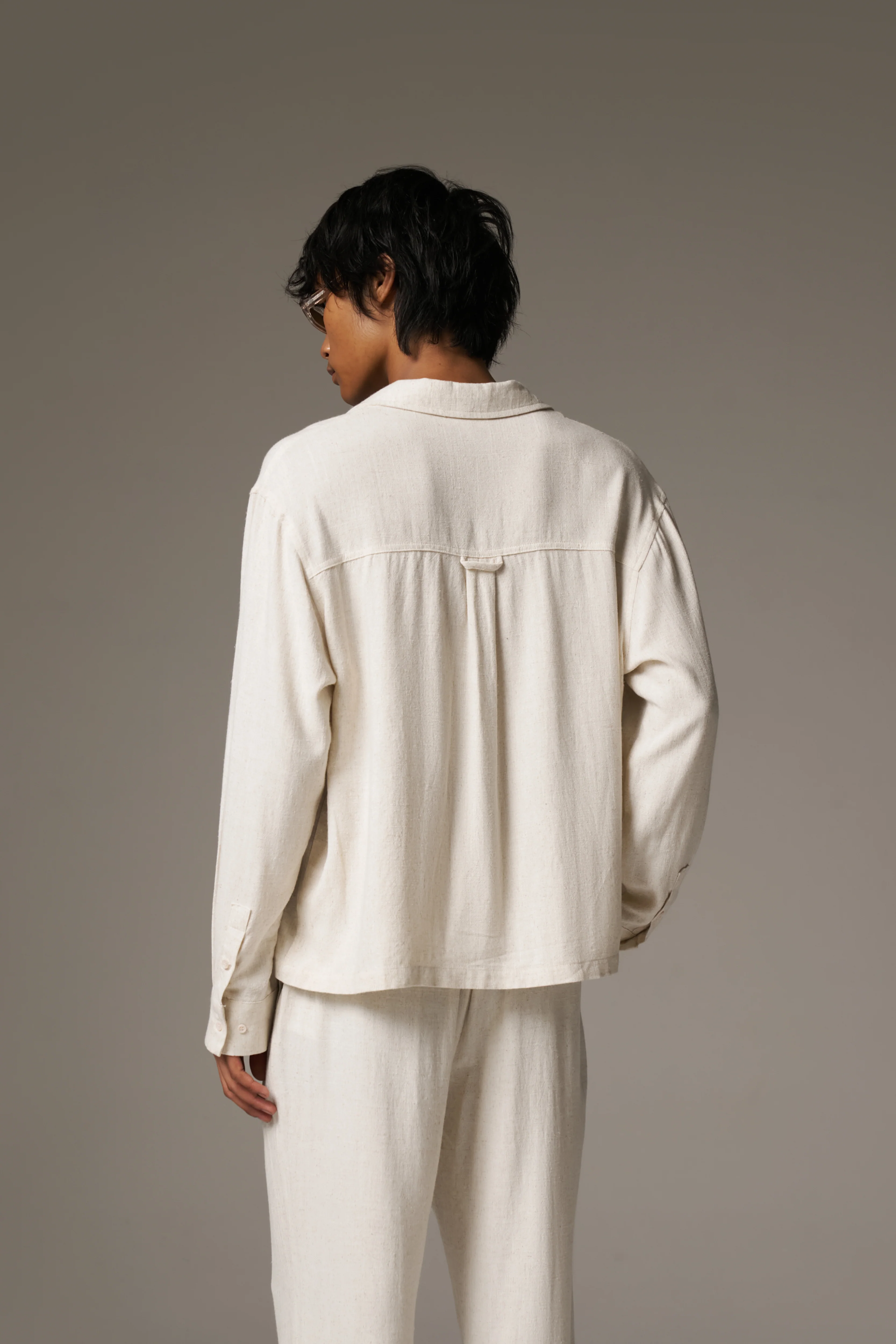 TEXTURED WOVEN SHIRT - BEIGE - Image 7