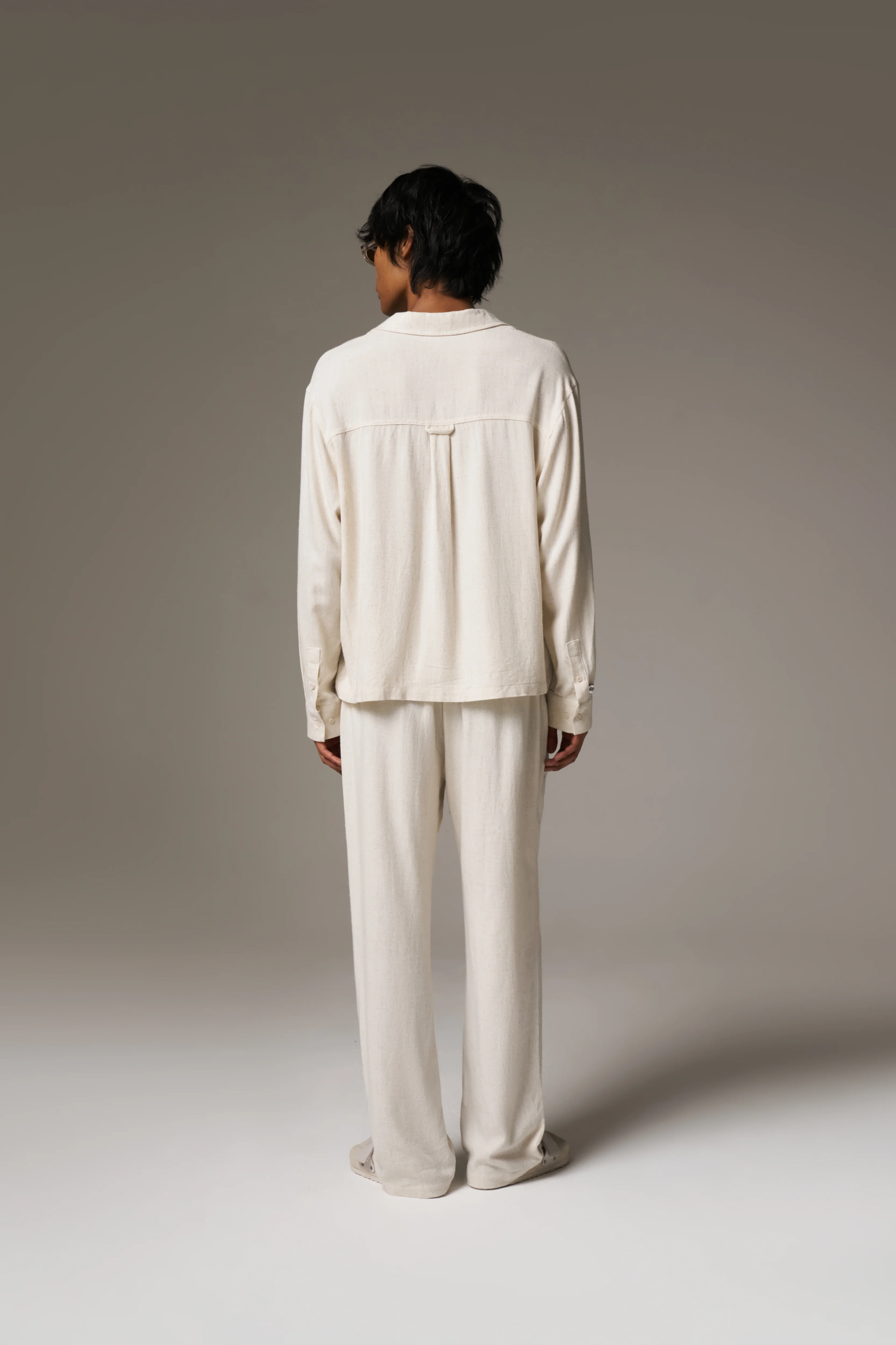 TEXTURED WOVEN SHIRT - BEIGE - Image 9