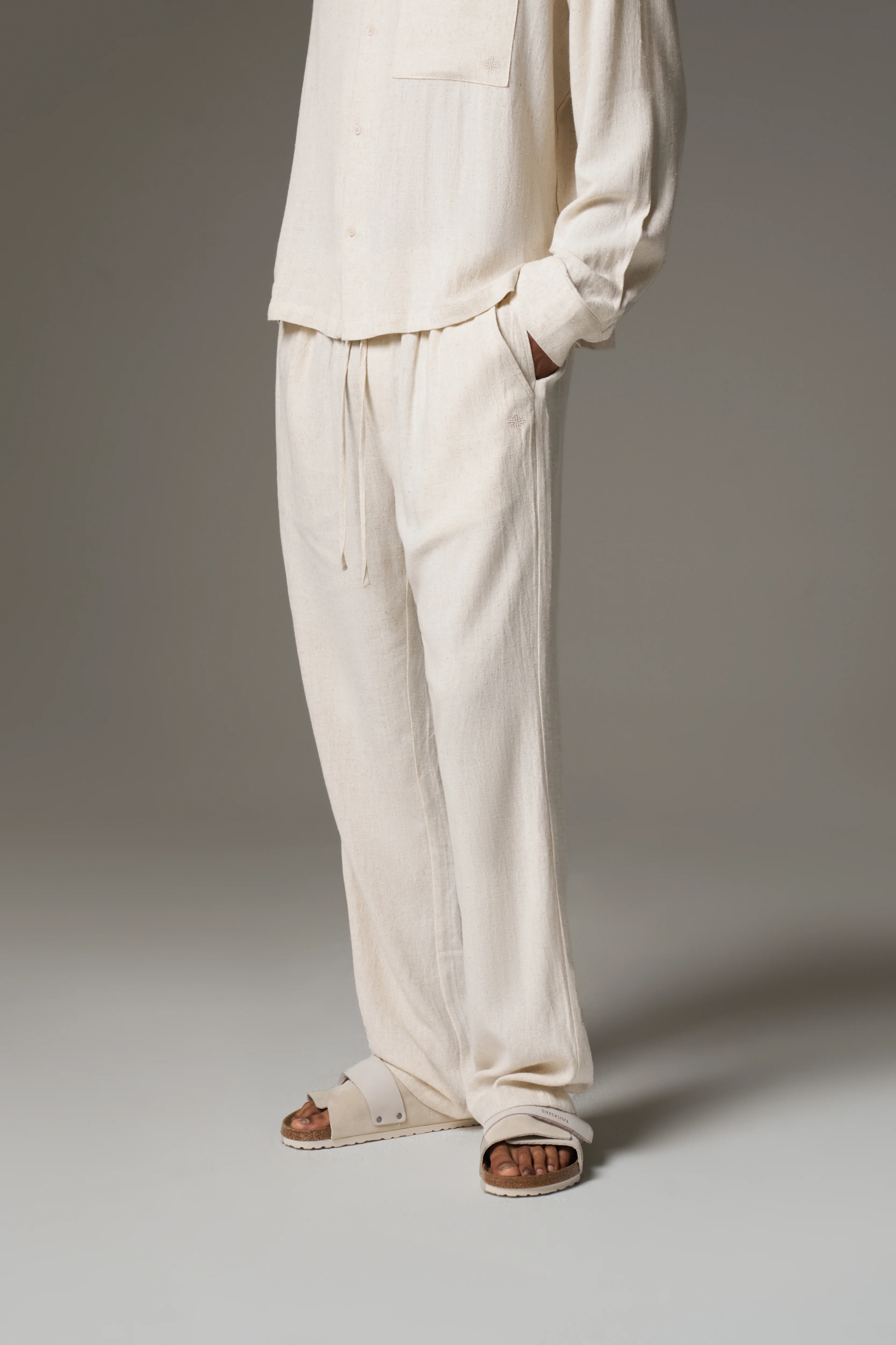TEXTURED WOVEN TROUSERS - BEIGE - Image 11
