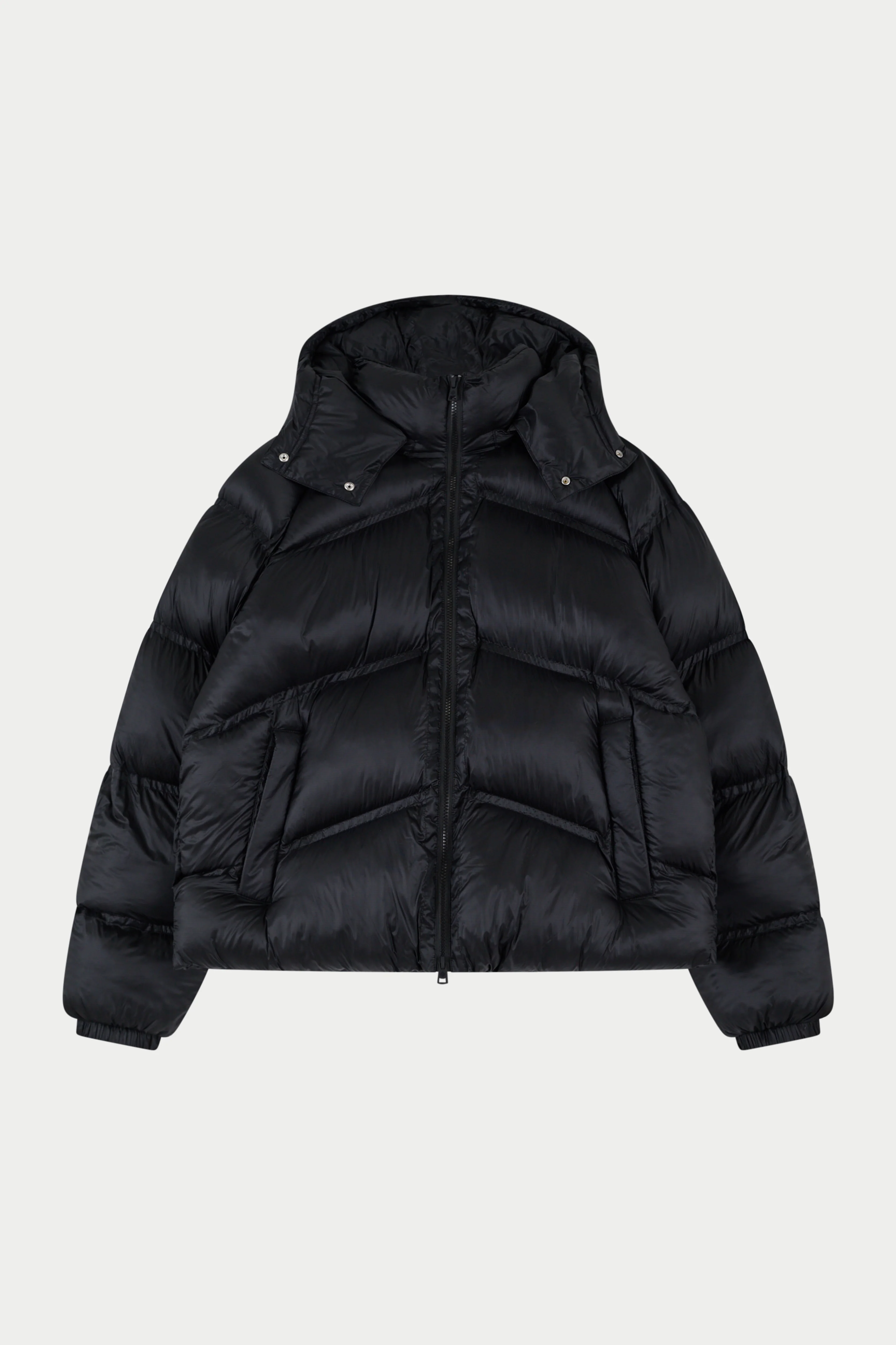 TRANSLUCENT HOODED PUFFER - BLACK