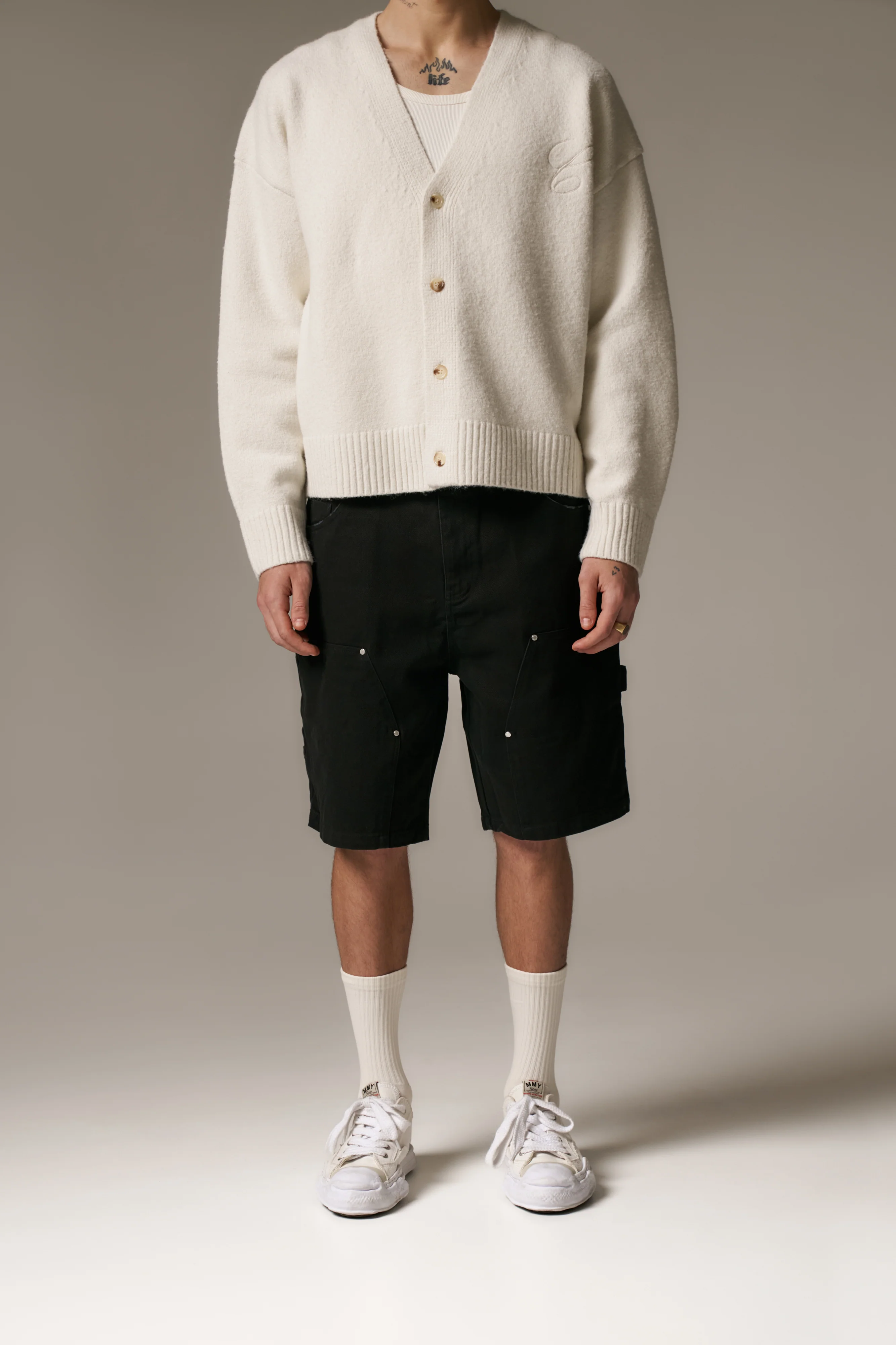 TWILL CARPENTER SHORTS - BLACK - Image 7