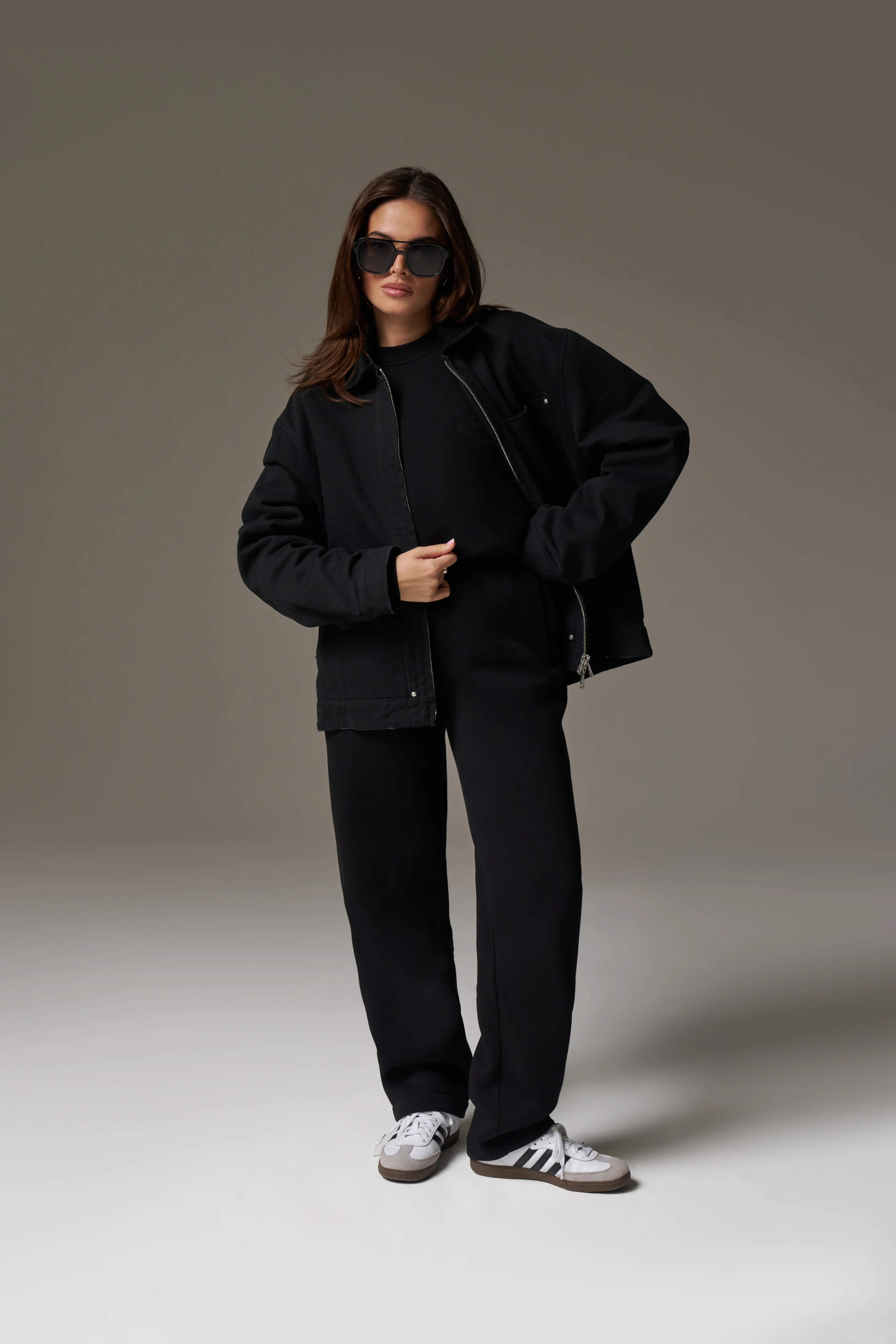 TWILL CONTRAST COLLAR JACKET - WASHED BLACK - Image 3