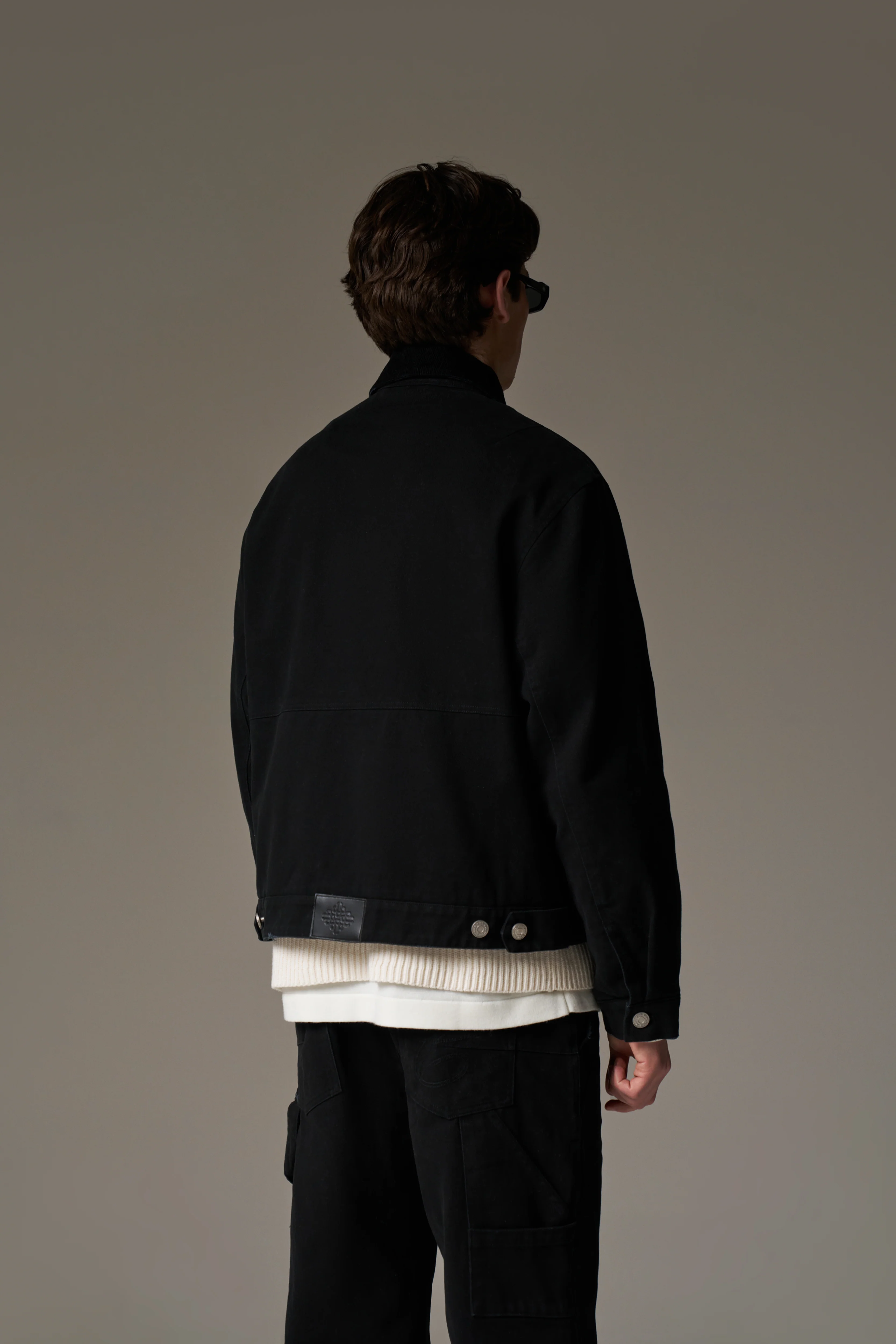 TWILL CONTRAST COLLAR JACKET - WASHED BLACK - Image 6