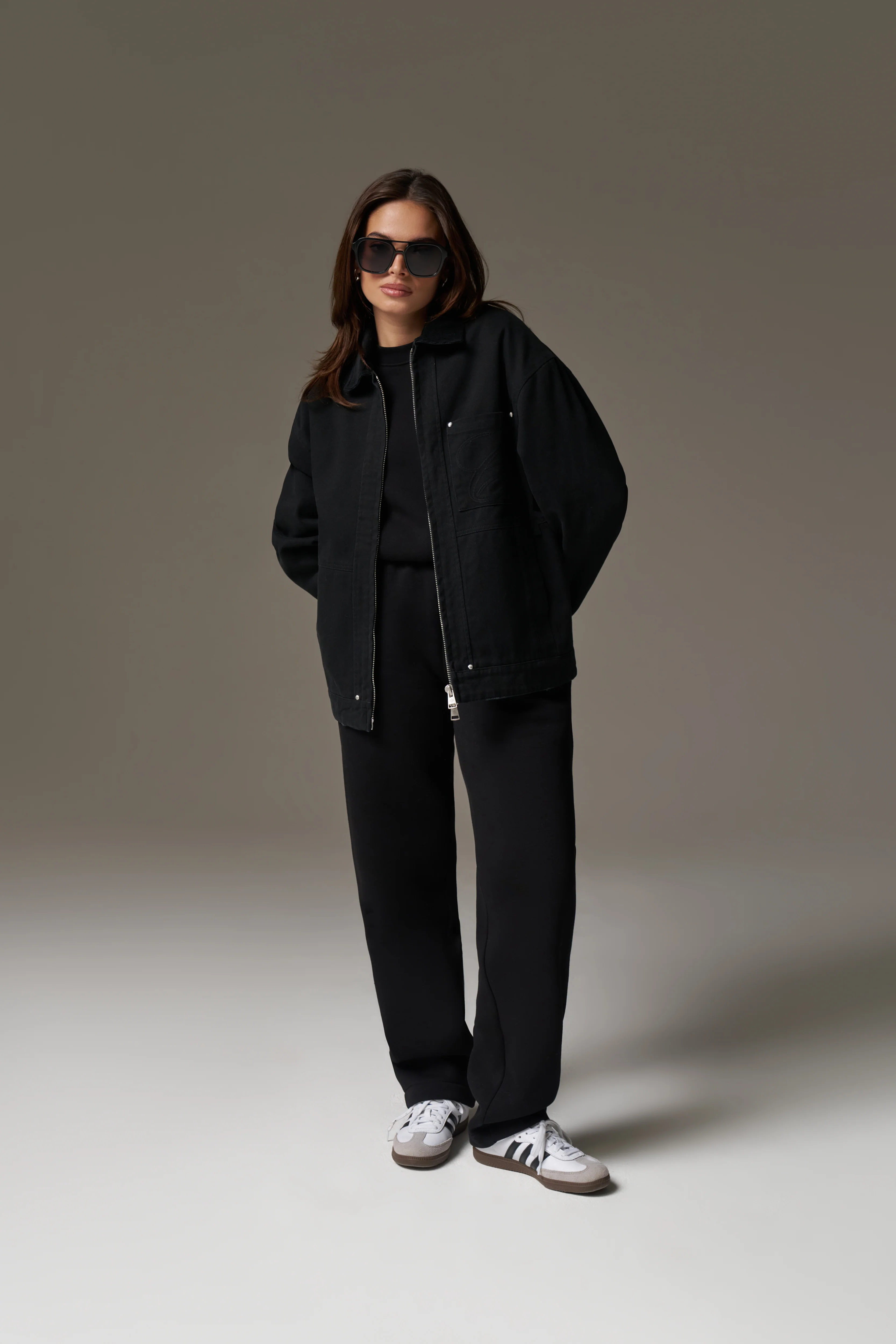 TWILL CONTRAST COLLAR JACKET - WASHED BLACK - Image 7