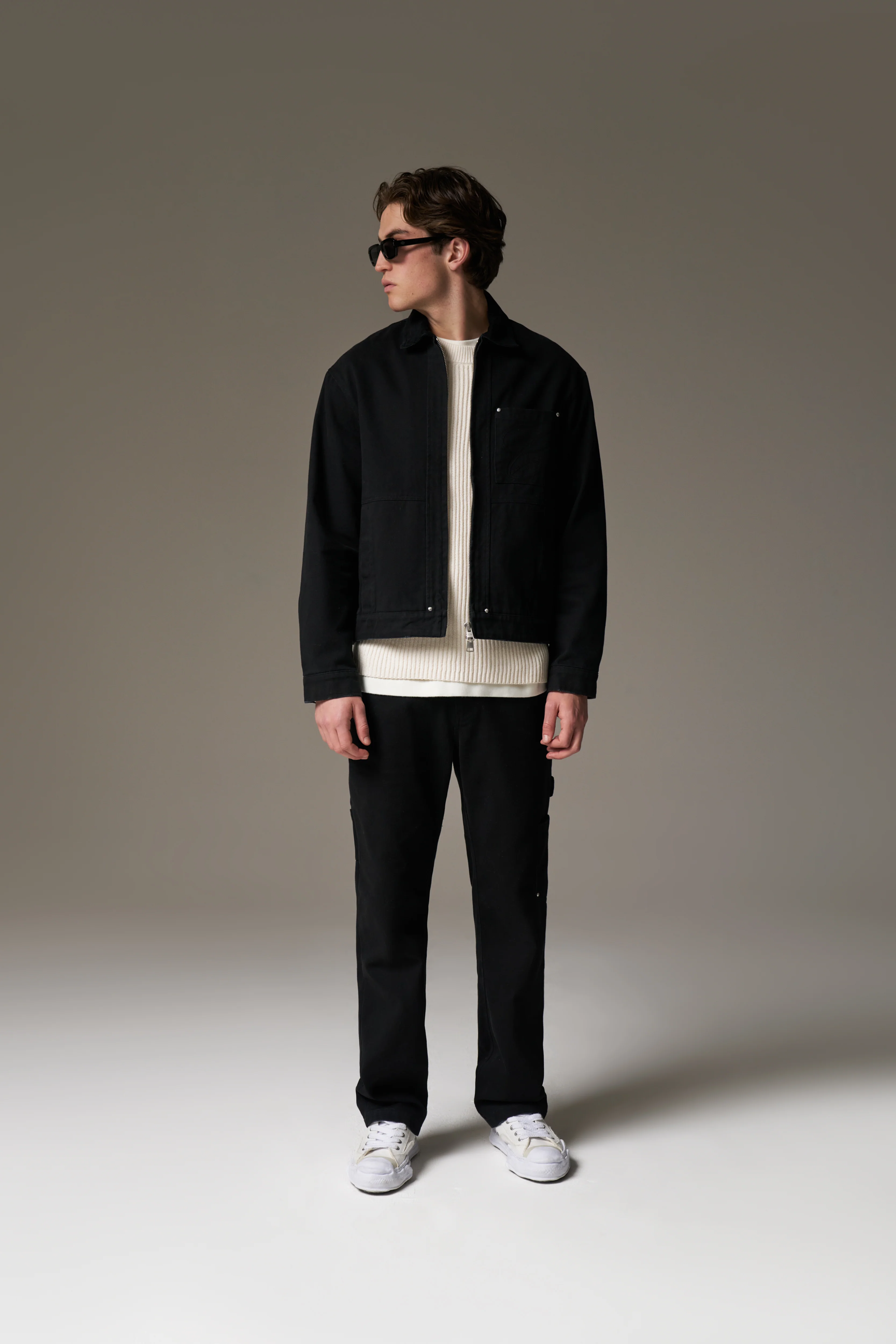 TWILL CONTRAST COLLAR JACKET - WASHED BLACK - Image 8